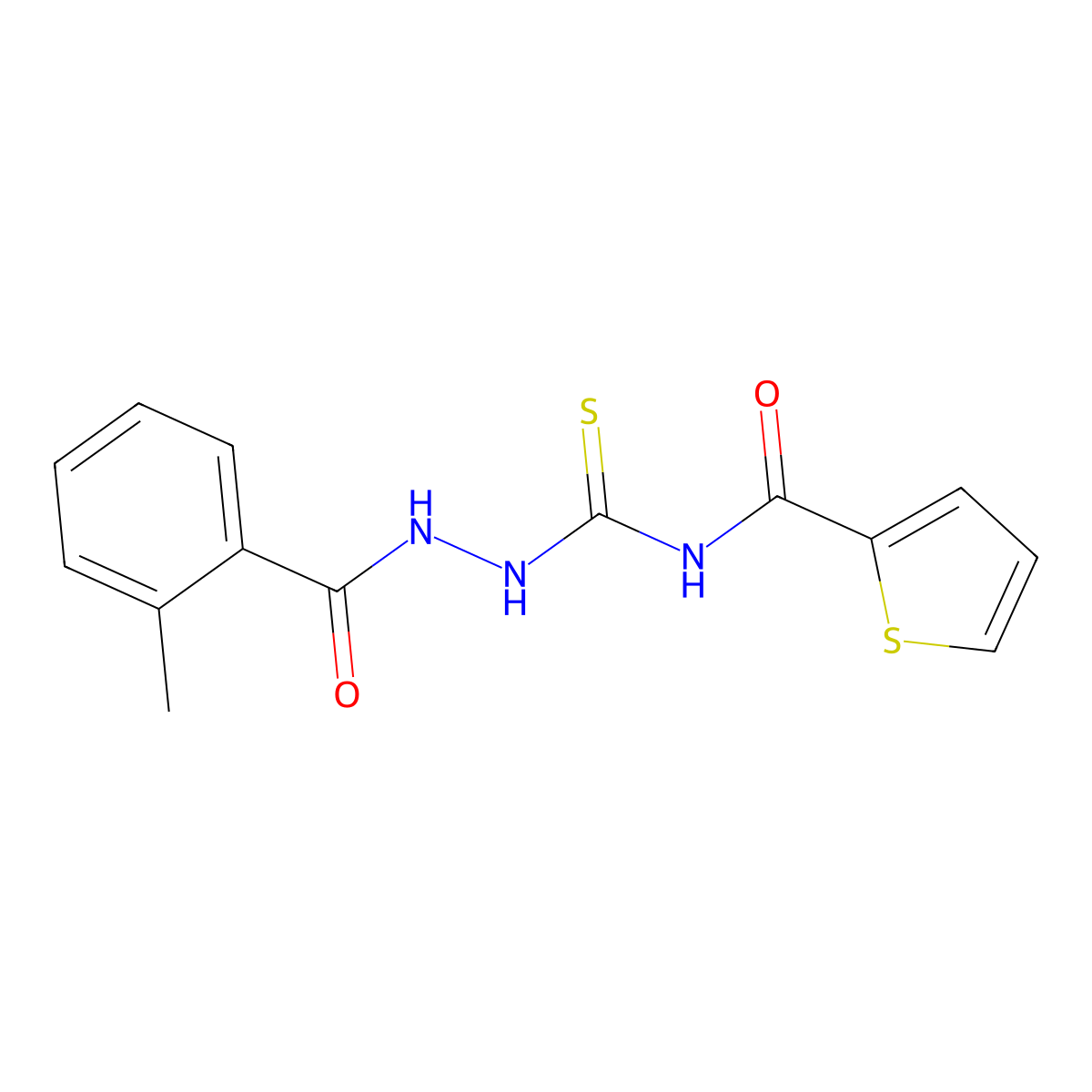N-[[(2-methylbenzoyl)amino]carbamothioyl]thiophene-2-carboxamide molecular structure, CAS 649547-01-3