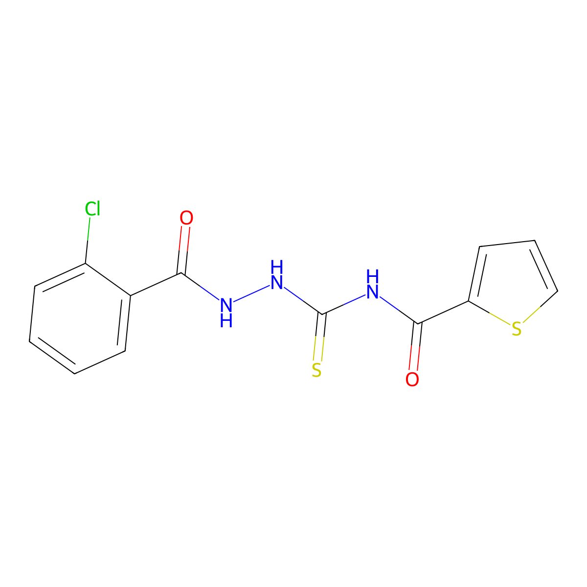2-chloro-N-({[(thiophen-2-yl)formamido]methanethioyl}amino)benzamide molecular structure, CAS 649547-08-0