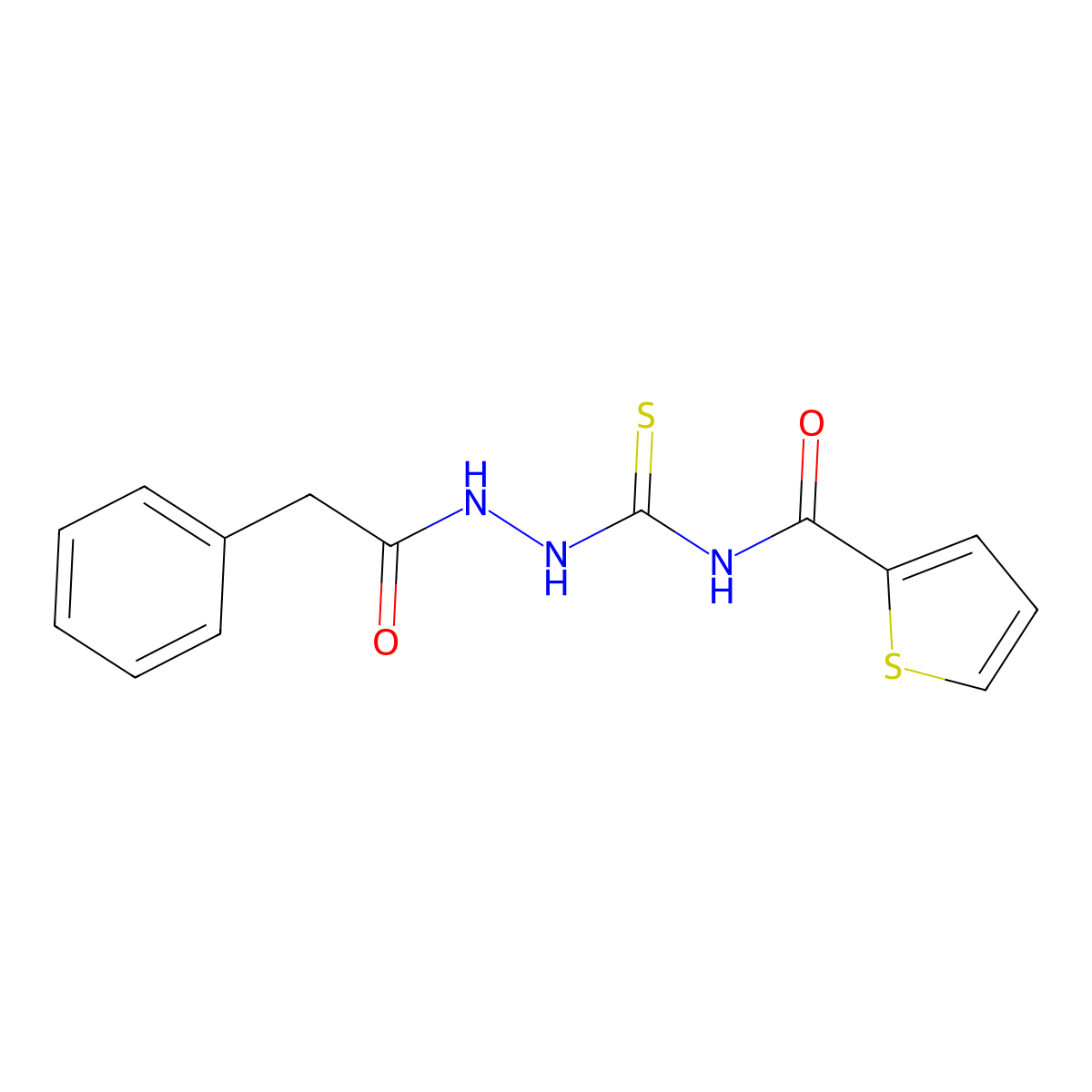 N-[[(2-phenylacetyl)amino]carbamothioyl]thiophene-2-carboxamide molecular structure, CAS 649547-20-6