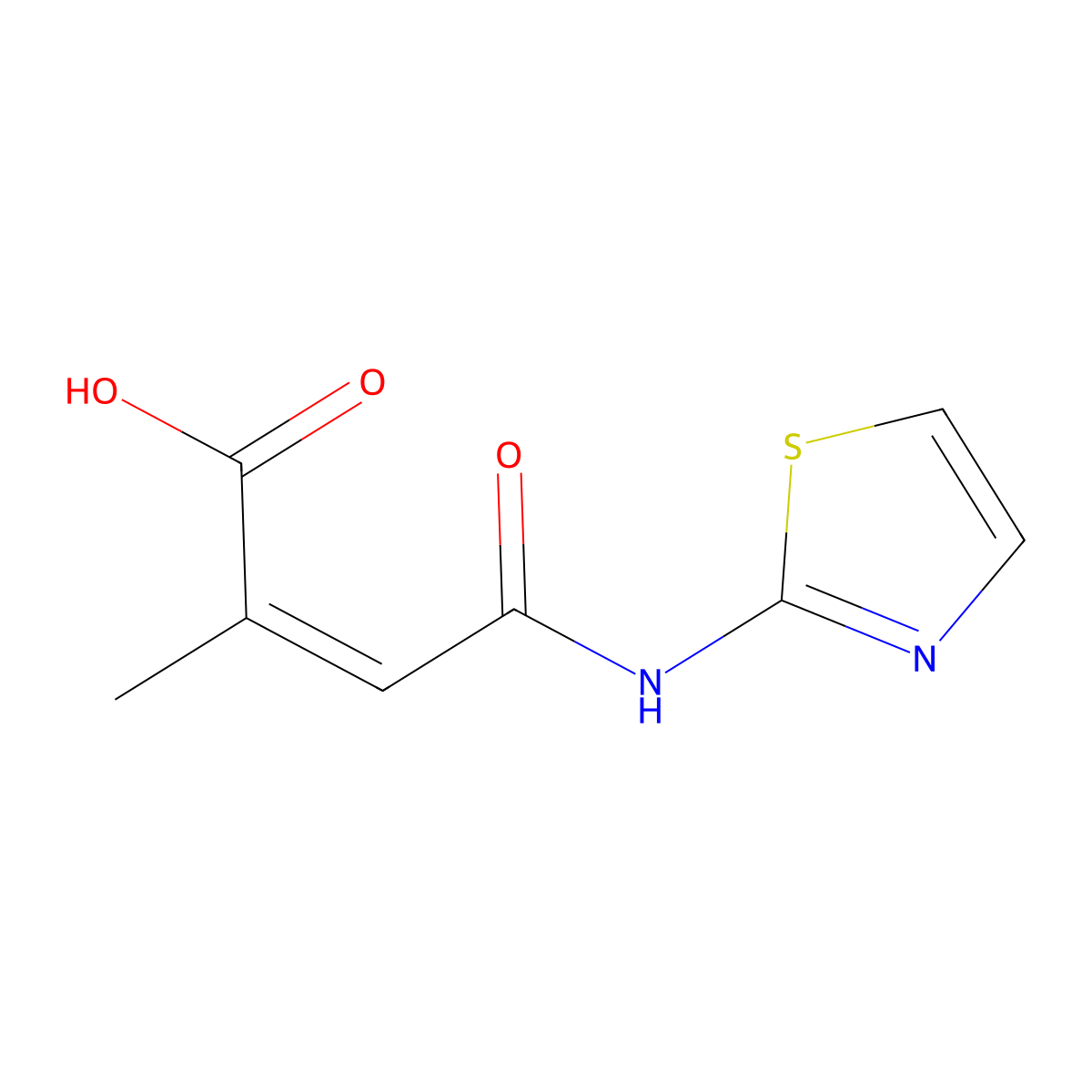 2-Butenoic acid, 2-methyl-4-oxo-4-(2-thiazolylamino)-, (2E)- molecular structure, CAS 649554-02-9