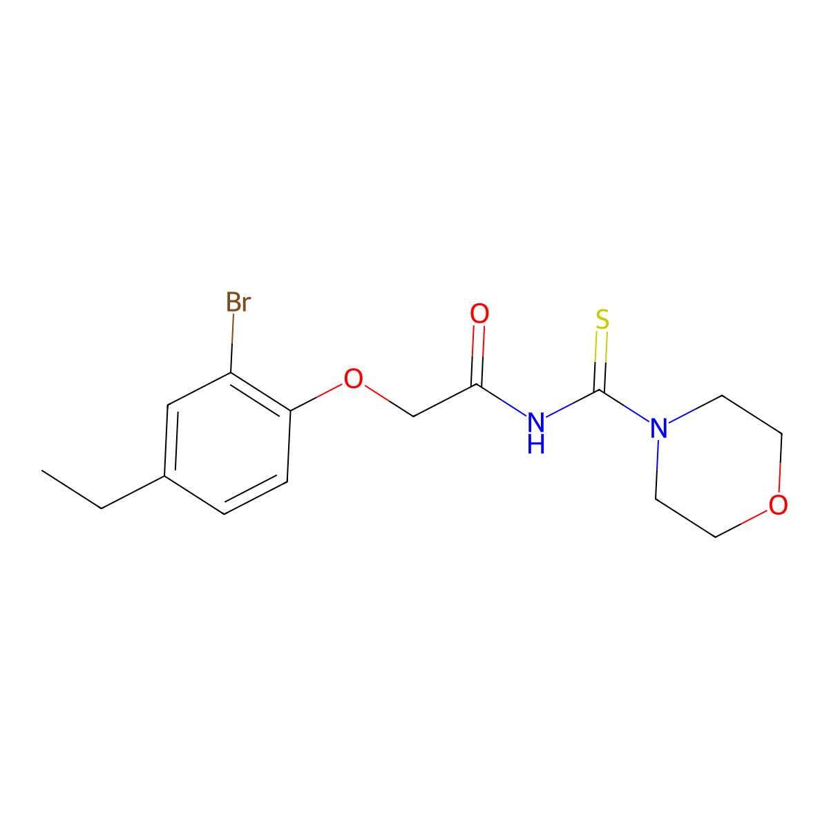 2-(2-bromo-4-ethylphenoxy)-N-(morpholine-4-carbothioyl)acetamide molecular structure, CAS 649563-12-2