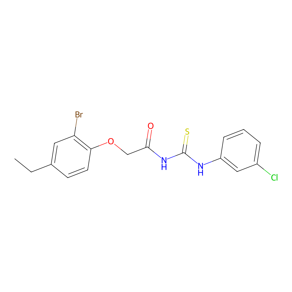 2-(2-bromo-4-ethylphenoxy)-N-[(3-chlorophenyl)carbamothioyl]acetamide molecular structure, CAS 649563-48-4