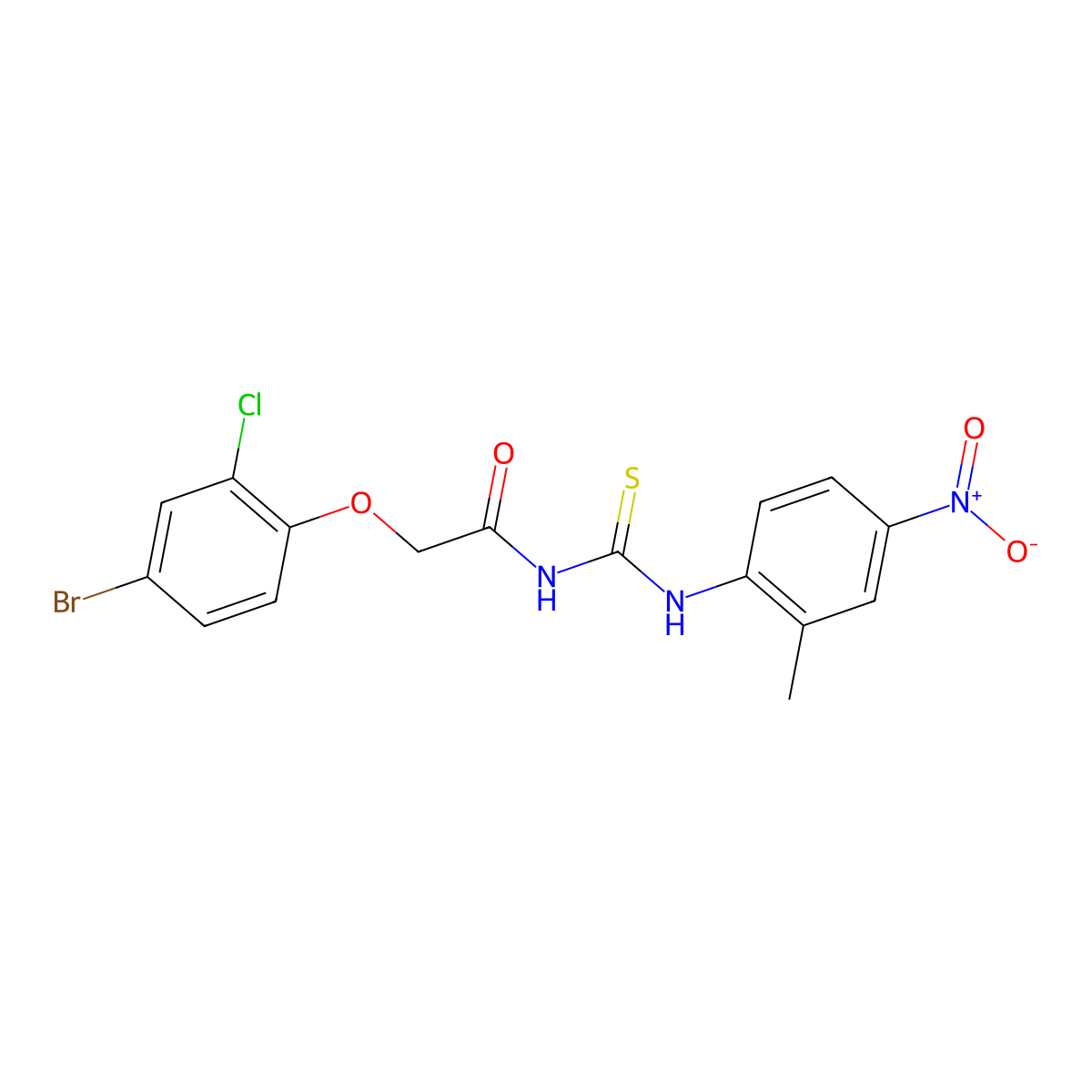 2-(4-bromo-2-chlorophenoxy)-N-[(2-methyl-4-nitrophenyl)carbamothioyl]acetamide molecular structure, CAS 649564-82-9