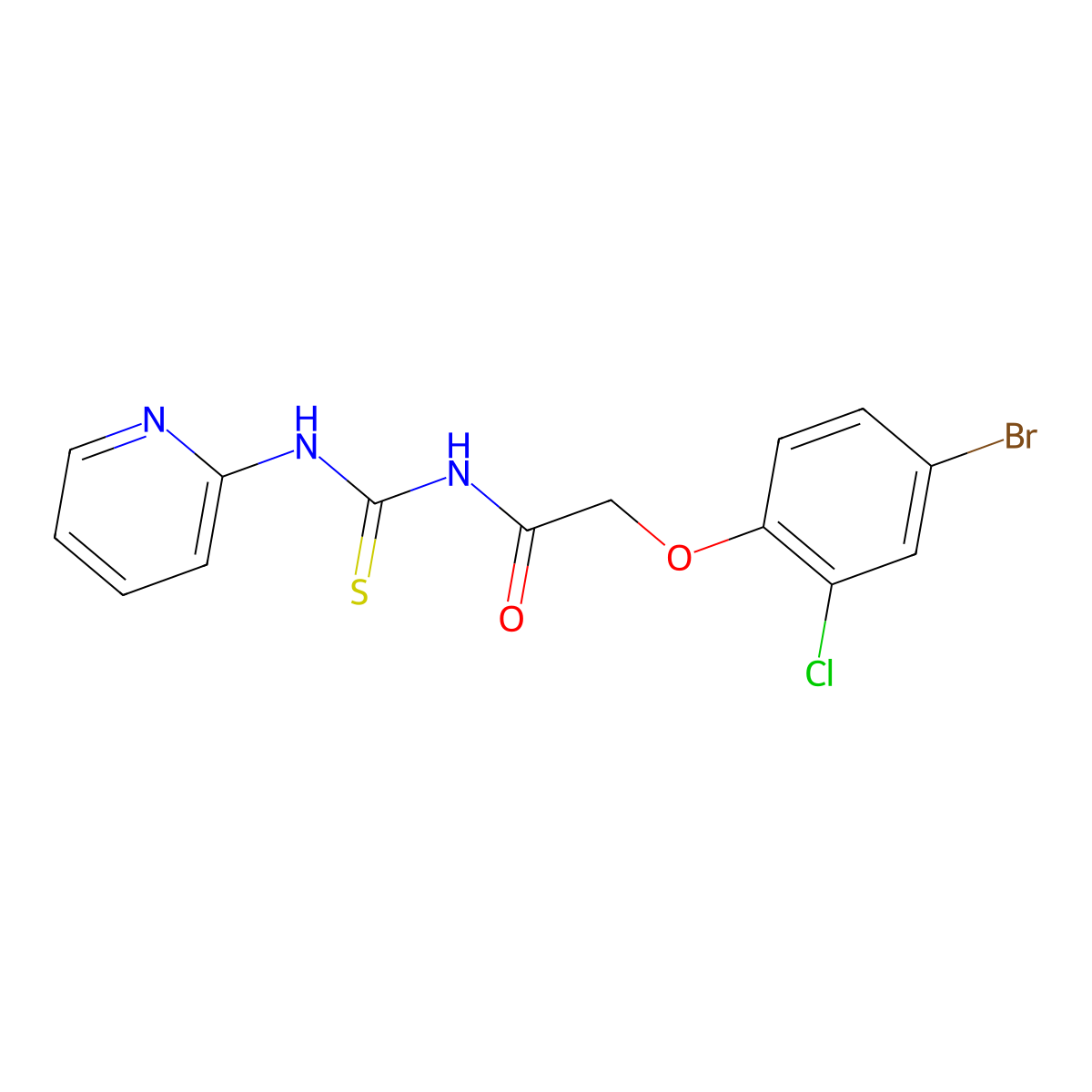 2-(4-bromo-2-chlorophenoxy)-N-(pyridin-2-ylcarbamothioyl)acetamide molecular structure, CAS 649564-89-6