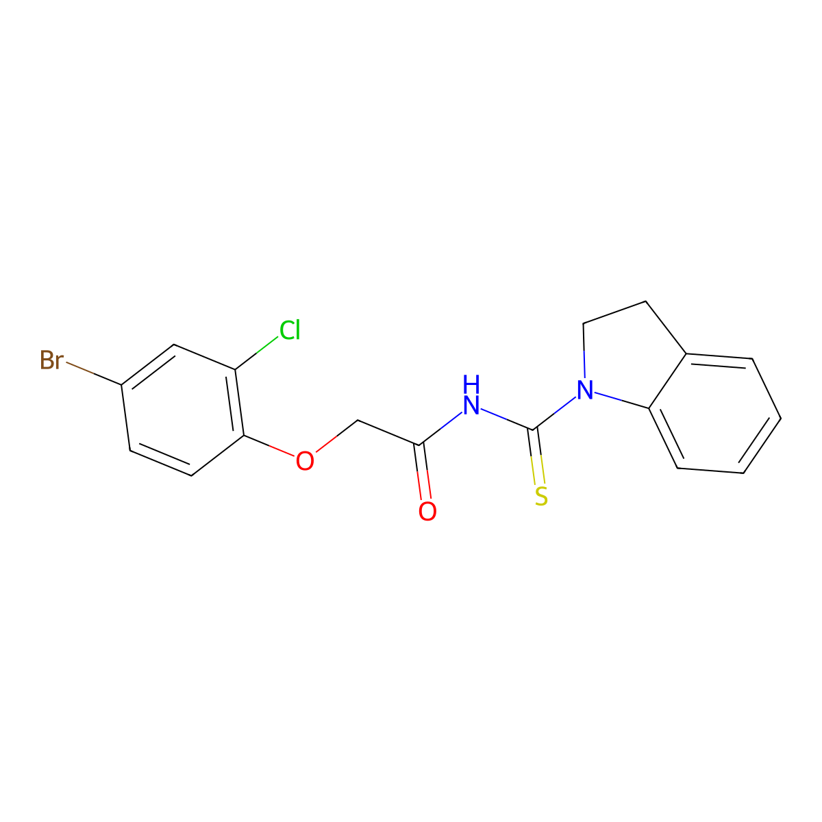 2-(4-bromo-2-chlorophenoxy)-N-(2,3-dihydro-1H-indol-1-ylcarbonothioyl)acetamide molecular structure, CAS 649565-01-5