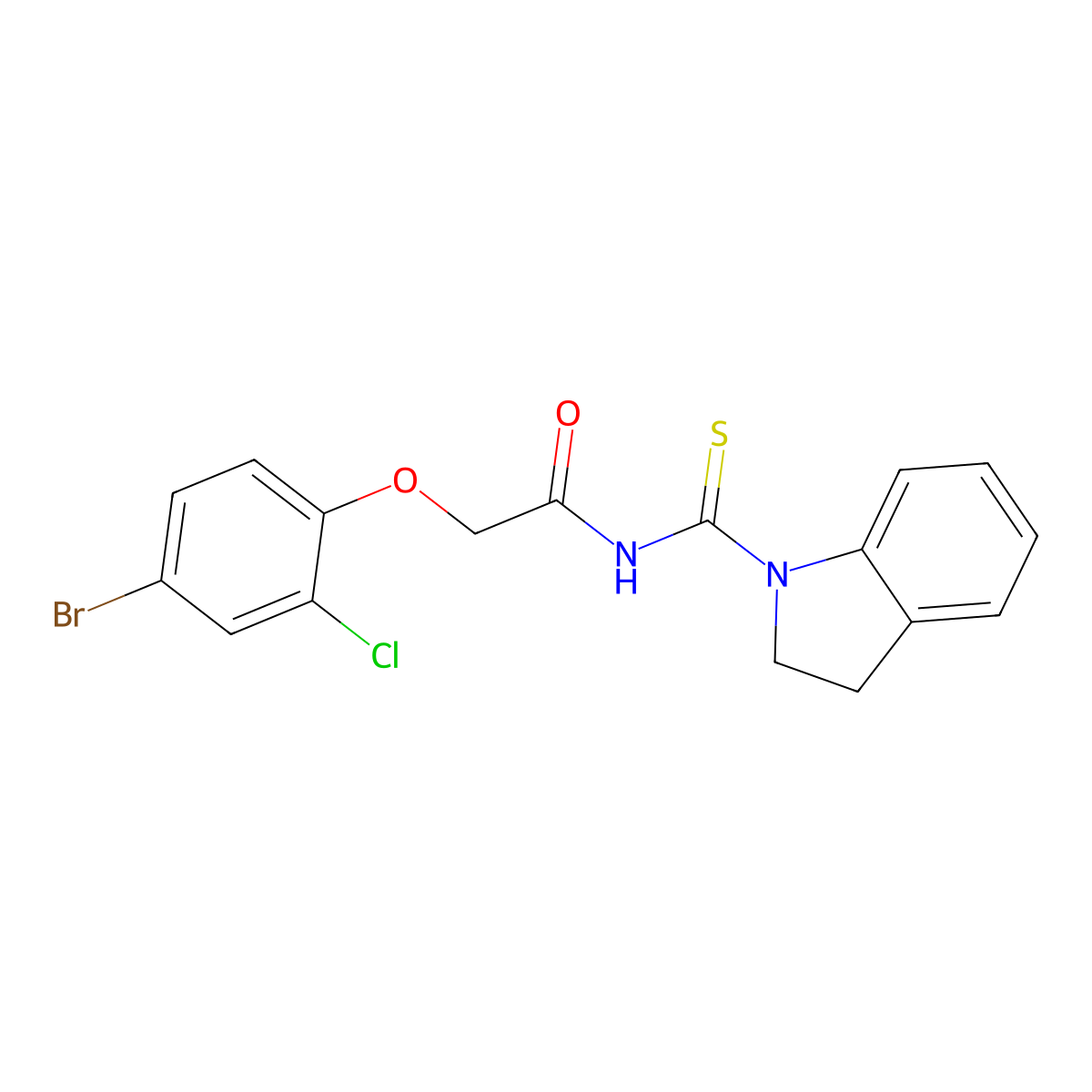 2-(4-bromo-2-chlorophenoxy)-N-(2,3-dihydro-1H-indol-1-ylcarbonothioyl)acetamide molecular structure, CAS 649565-01-5