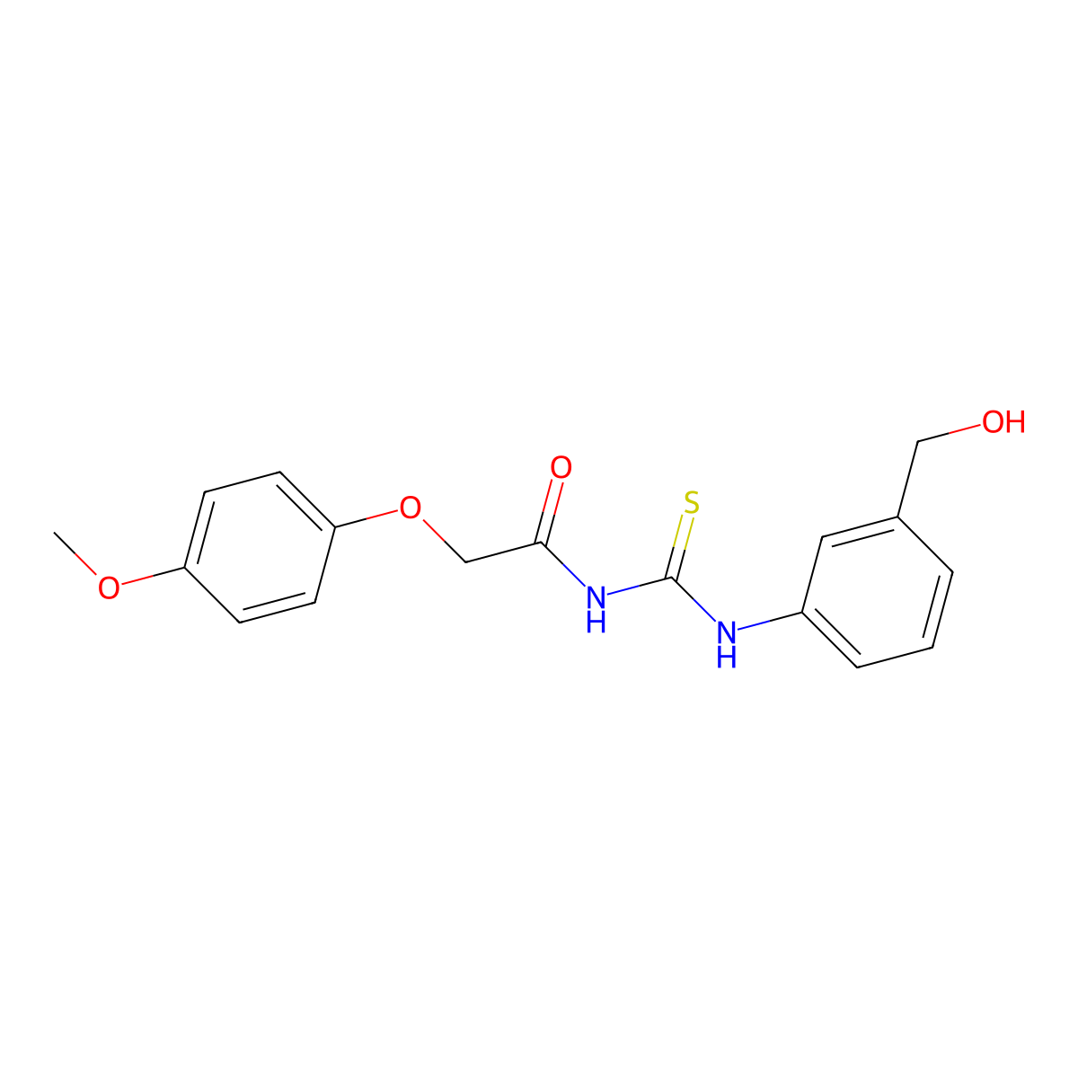 N-[[3-(hydroxymethyl)phenyl]carbamothioyl]-2-(4-methoxyphenoxy)acetamide molecular structure, CAS 649565-86-6