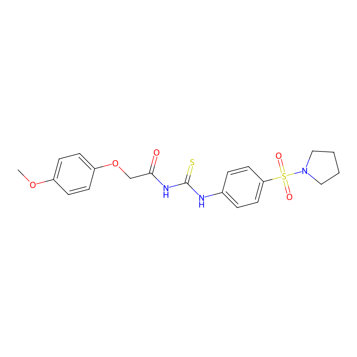 2-(4-methoxyphenoxy)-N-[(4-pyrrolidin-1-ylsulfonylphenyl)carbamothioyl]acetamide molecular structure, CAS 649565-87-7