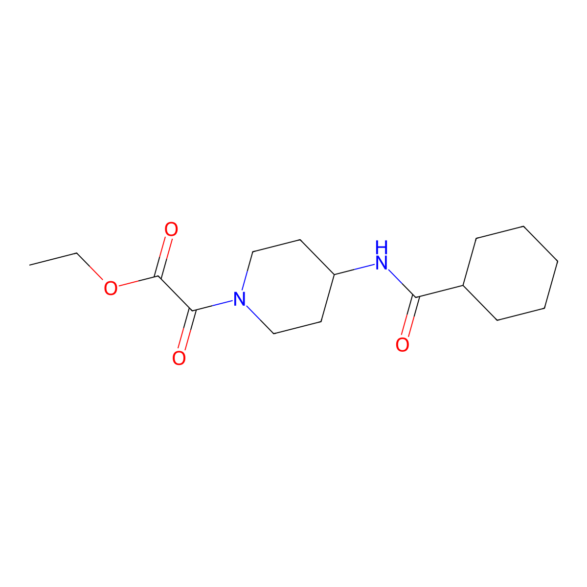 Ethyl 2-(4-[(cyclohexylcarbonyl)amino]piperidino)-2-oxoacetate molecular structure, CAS 649572-98-5