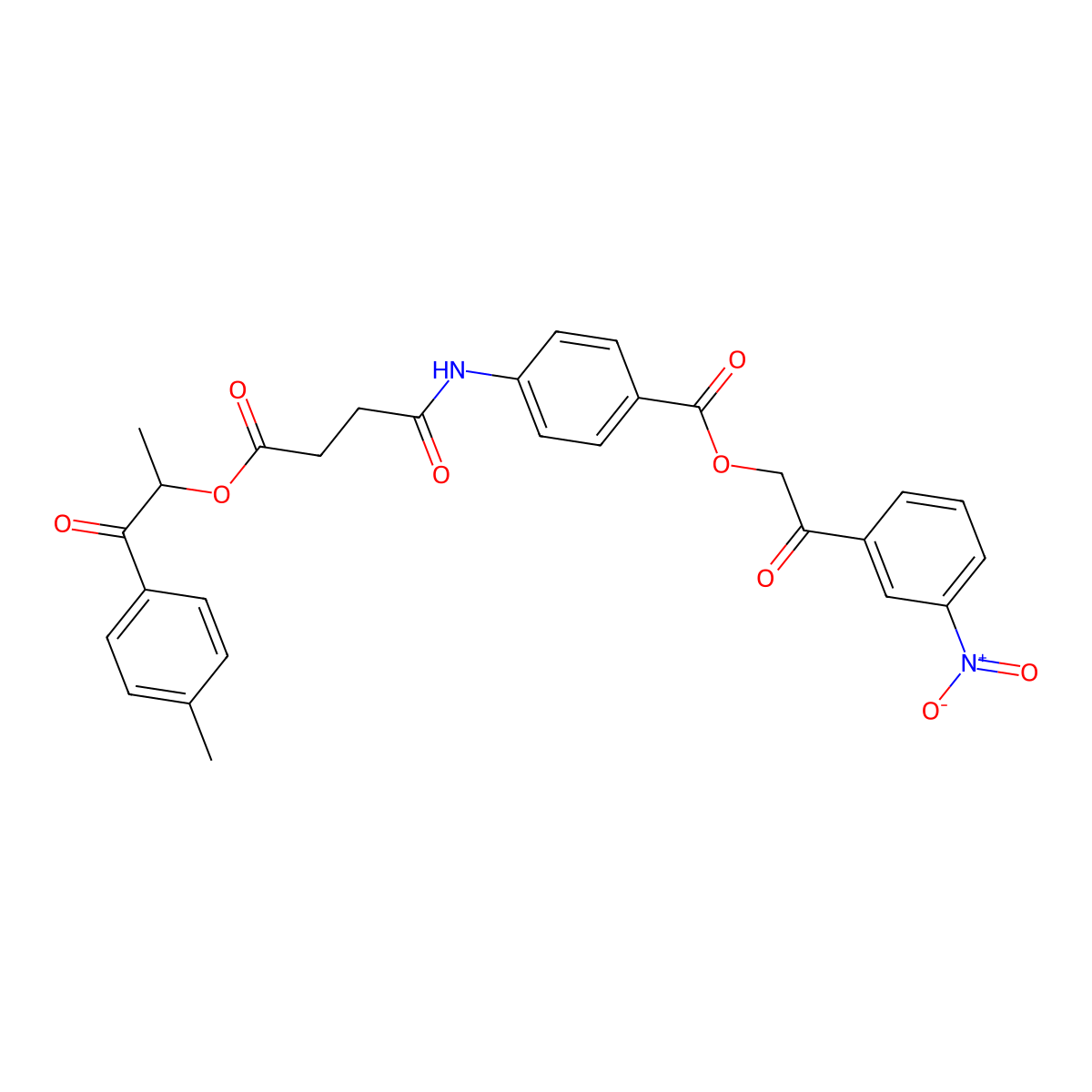 2-(3-Nitrophenyl)-2-oxoethyl 4-[(4-{[1-(4-methylphenyl)-1-oxopropan-2-yl]oxy}-4-oxobutanoyl)amino]benzoate molecular structure, CAS 649578-69-8