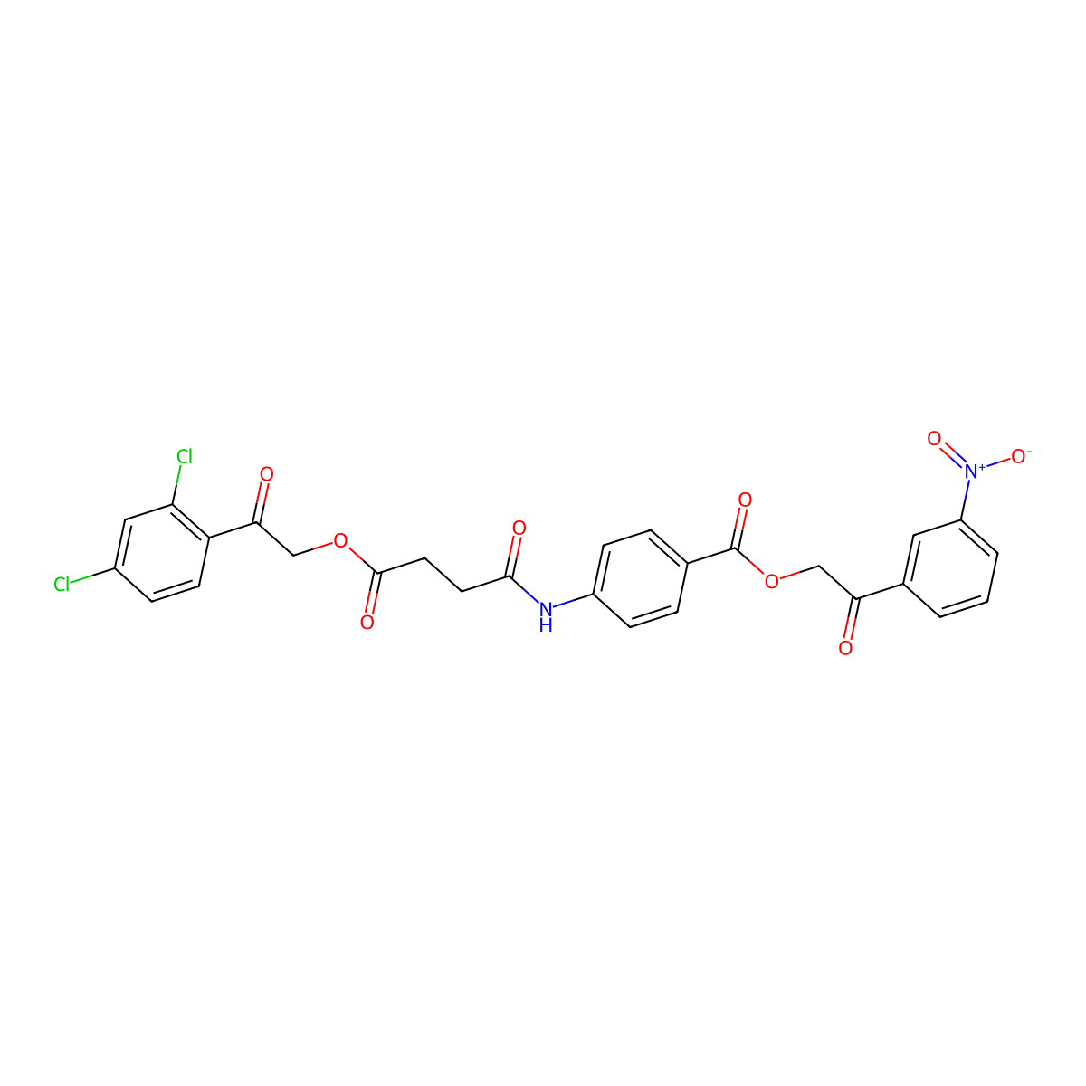 2-(3-Nitrophenyl)-2-oxoethyl 4-({4-[2-(2,4-dichlorophenyl)-2-oxoethoxy]-4-oxobutanoyl}amino)benzoate molecular structure, CAS 649578-79-0