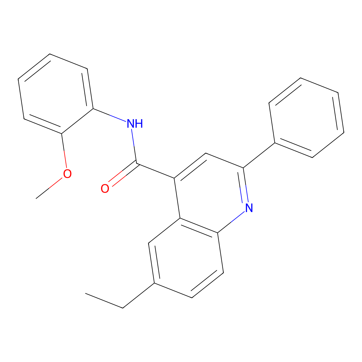 6-ethyl-N-(2-methoxyphenyl)-2-phenyl-4-quinolinecarboxamide molecular structure, CAS 649579-35-1