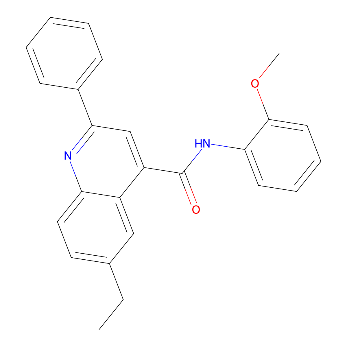 6-ethyl-N-(2-methoxyphenyl)-2-phenyl-4-quinolinecarboxamide molecular structure, CAS 649579-35-1
