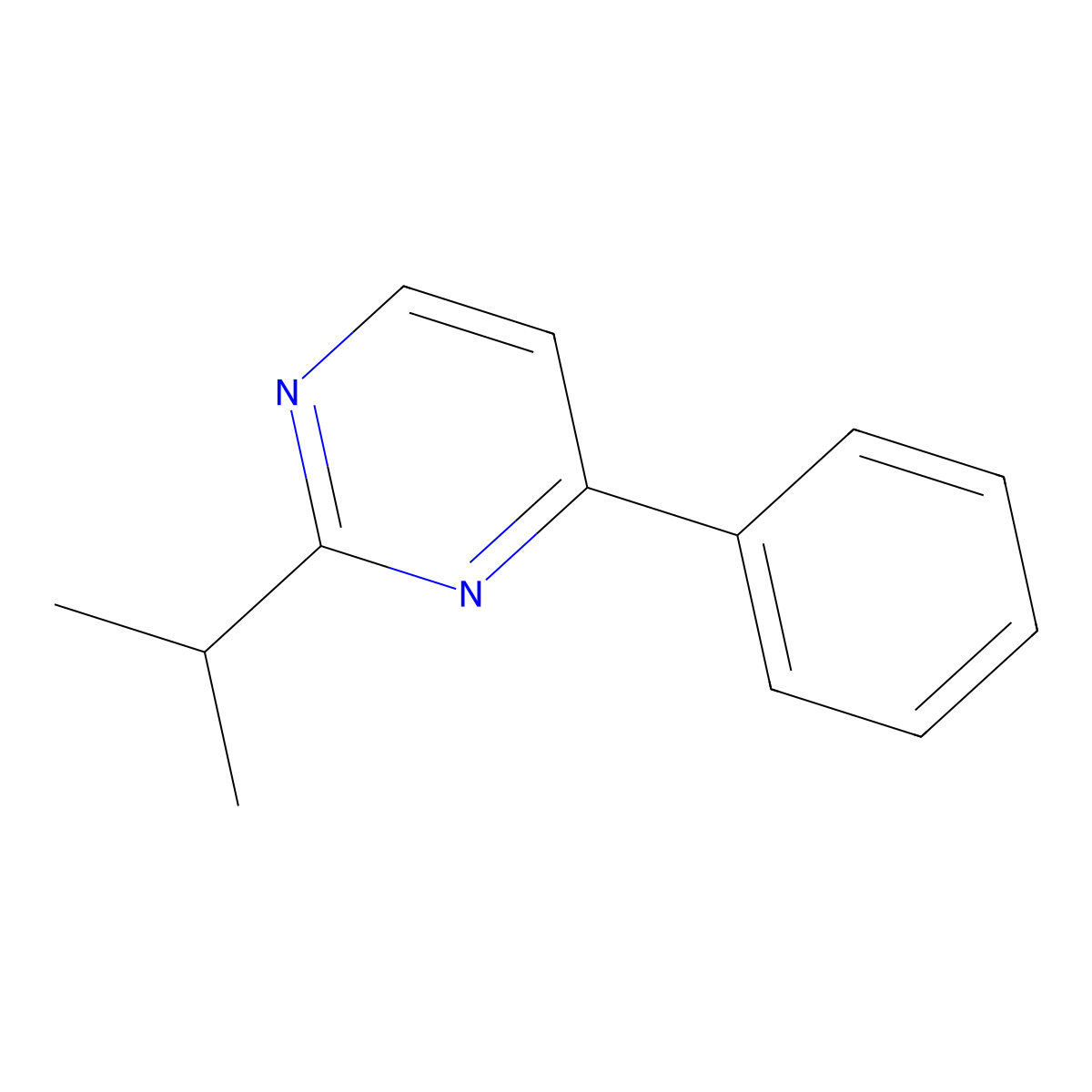 2-Isopropyl-4-phenylpyrimidine molecular structure, CAS 64958-51-6
