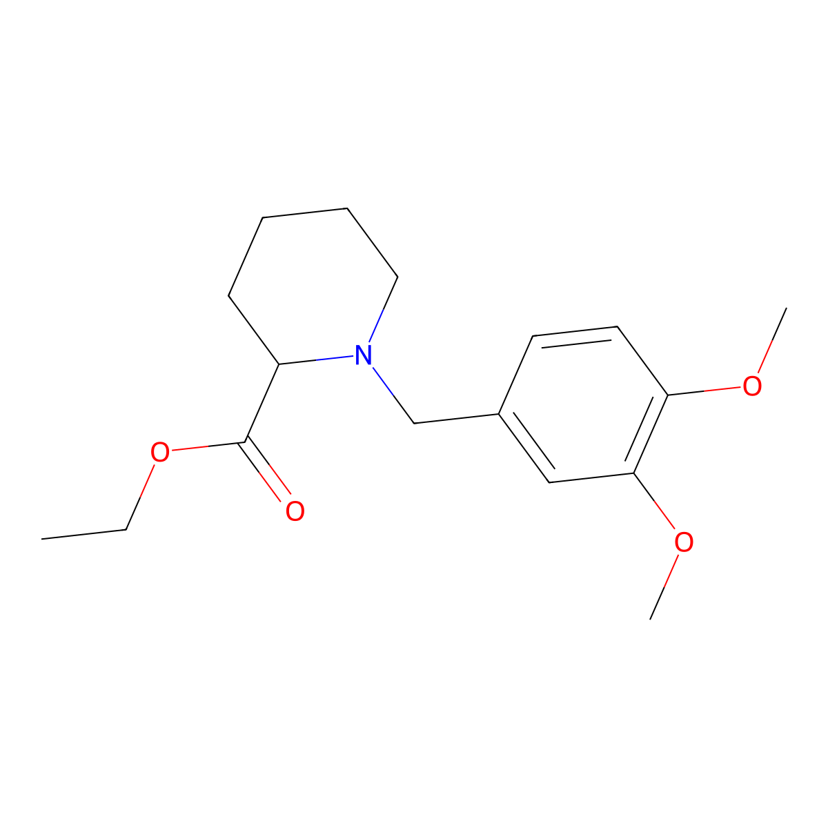 Ethyl 1-(3,4-dimethoxybenzyl)piperidine-2-carboxylate molecular structure, CAS 6496-16-8