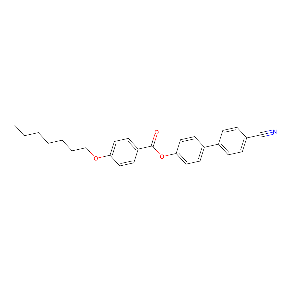 4-(4-Cyanophenyl)phenyl 4-heptyloxybenzoate molecular structure, CAS 6496-85-1