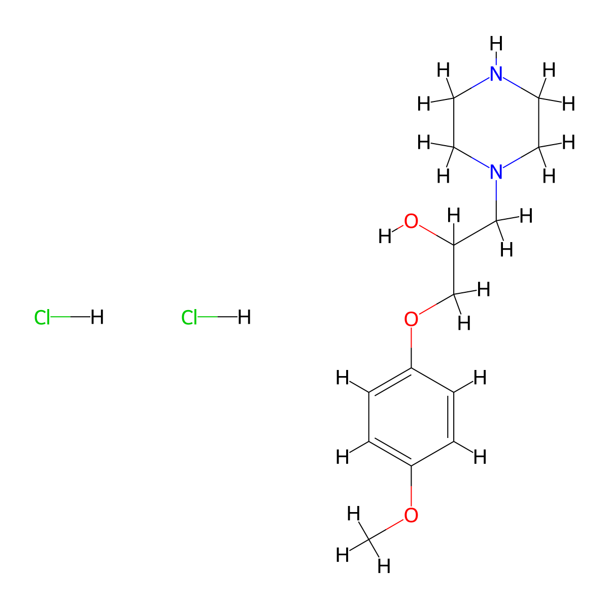 1-(4-Methoxy-phenoxy)-3-piperazin-1-yl-propan-2-ol dihydrochloride molecular structure, CAS 64966-35-4