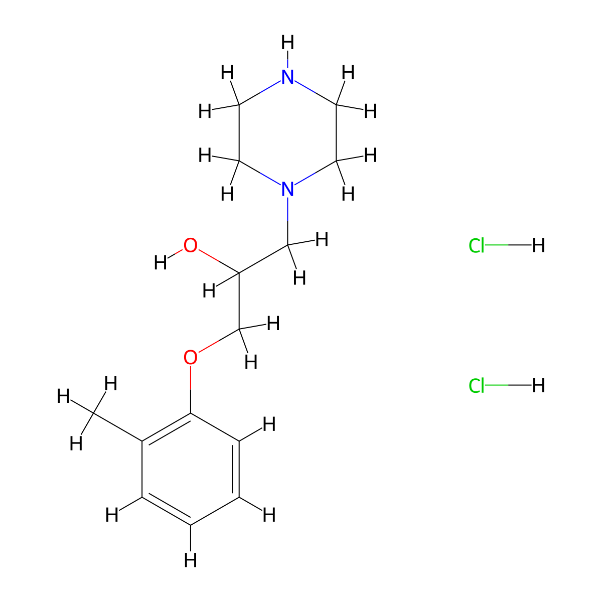 1-(2-Methylphenoxy)-3-(piperazin-1-yl)propan-2-ol dihydrochloride molecular structure, CAS 64966-36-5