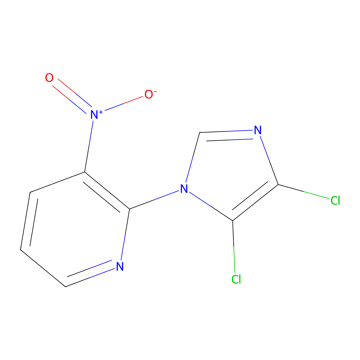 2-(4,5-dichloro-1H-imidazol-1-yl)-3-nitropyridine molecular structure, CAS 649662-62-4
