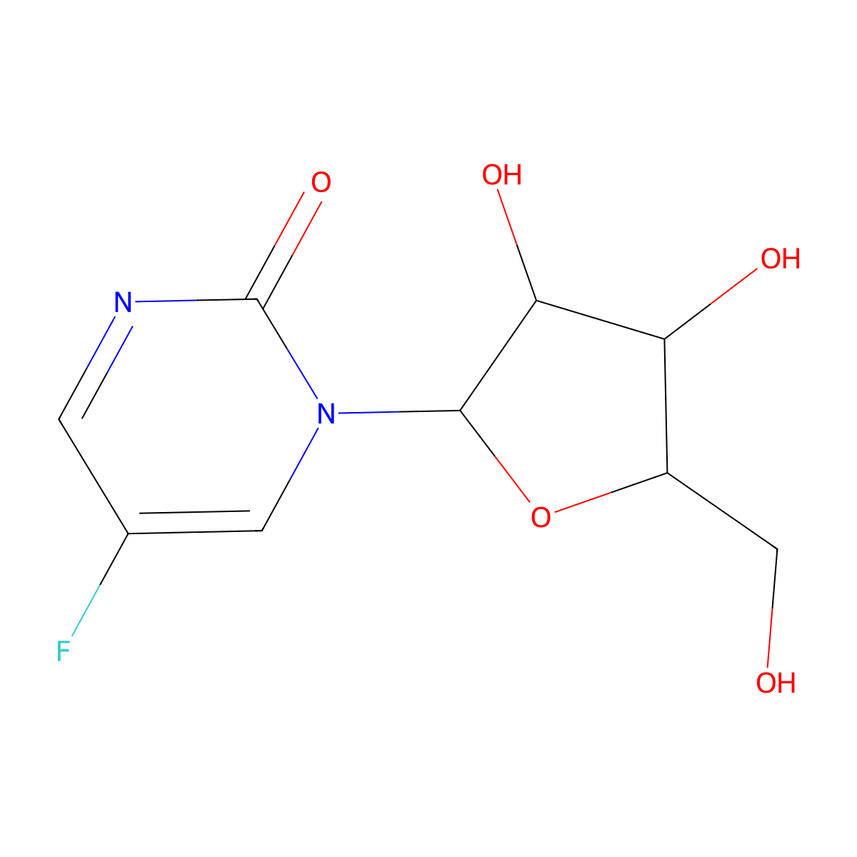 5-Fluoropyrimidin-2-one beta-ribofuranoside molecular structure, CAS 64967-16-4
