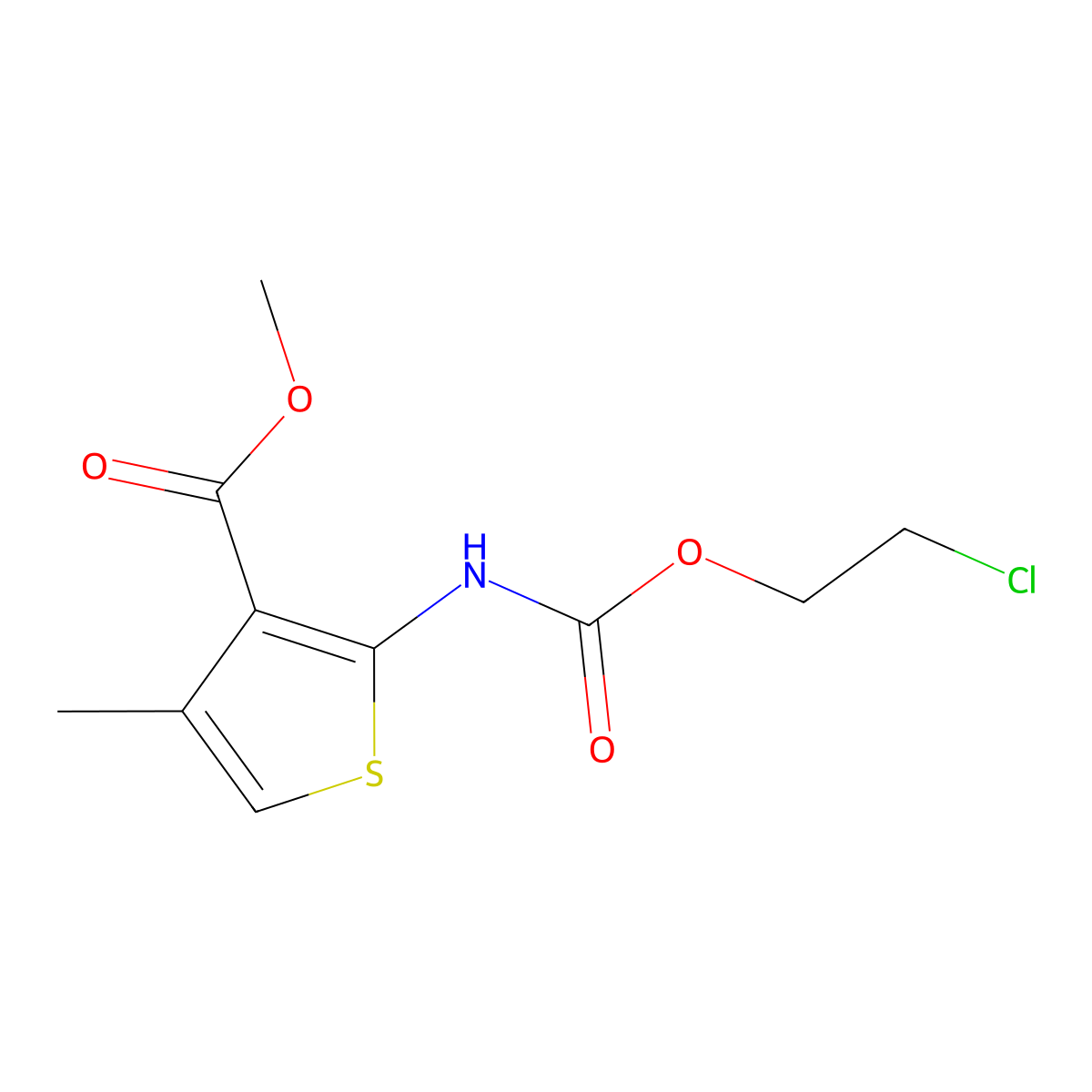 Methyl 2-{[(2-chloroethoxy)carbonyl]amino}-4-methylthiophene-3-carboxylate molecular structure, CAS 649698-59-9