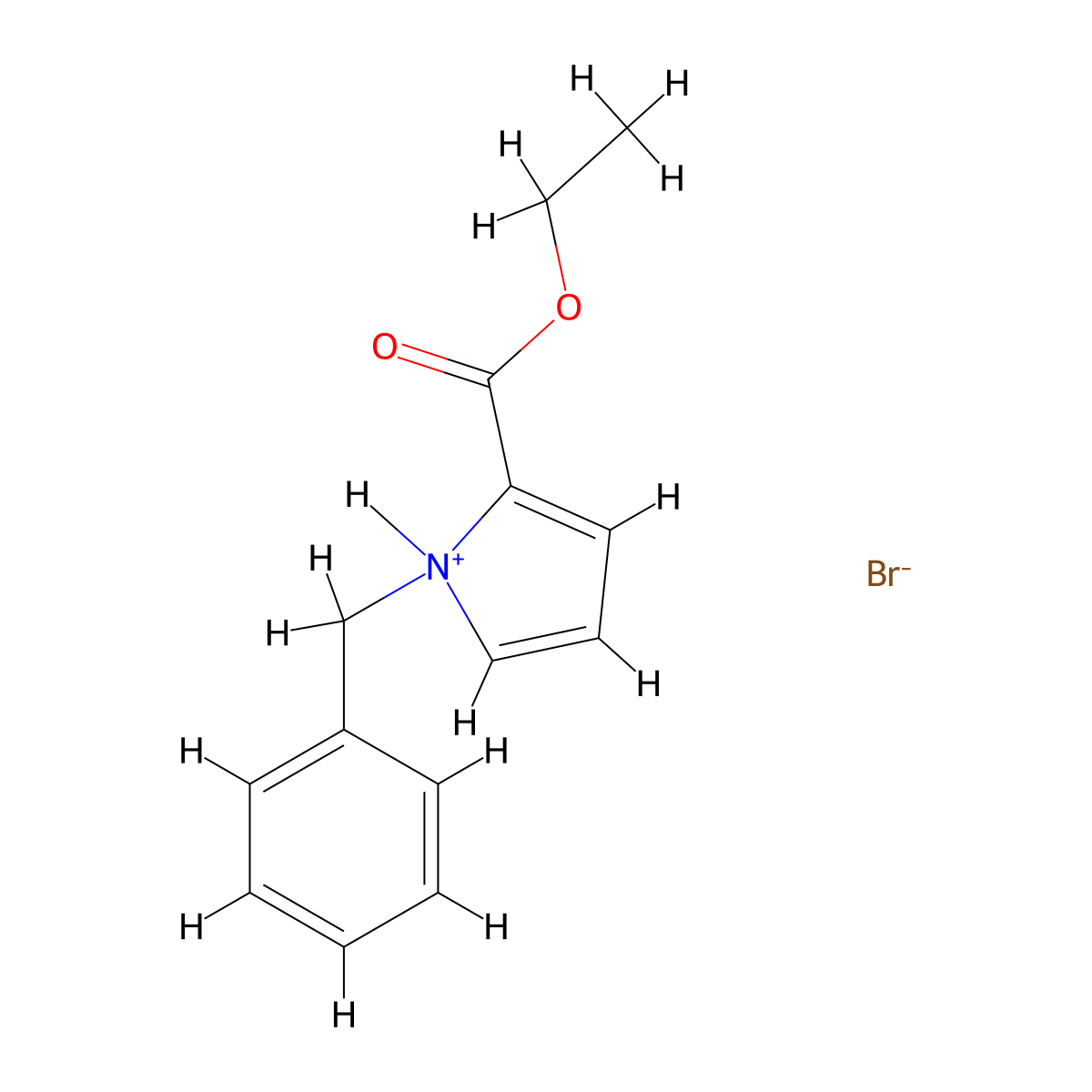 1-benzyl-2-(ethoxycarbonyl)-1H-pyrrolium bromide molecular structure, CAS 649699-03-6