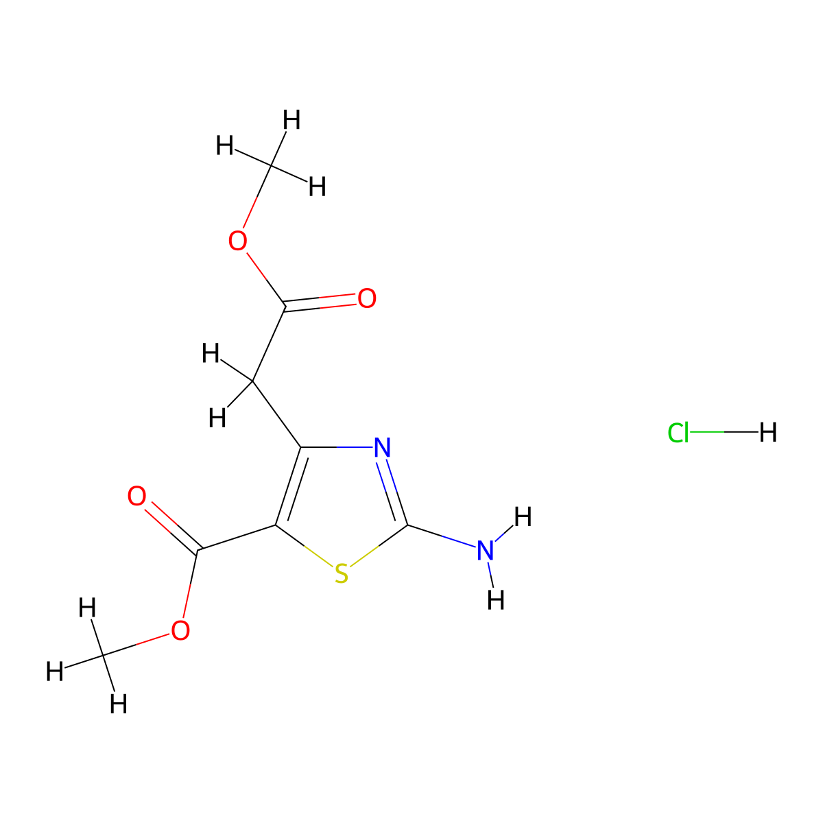 Methyl 2-amino-4-(2-methoxy-2-oxoethyl)thiazole-5-carboxylate hydrochloride molecular structure, CAS 6497-03-6