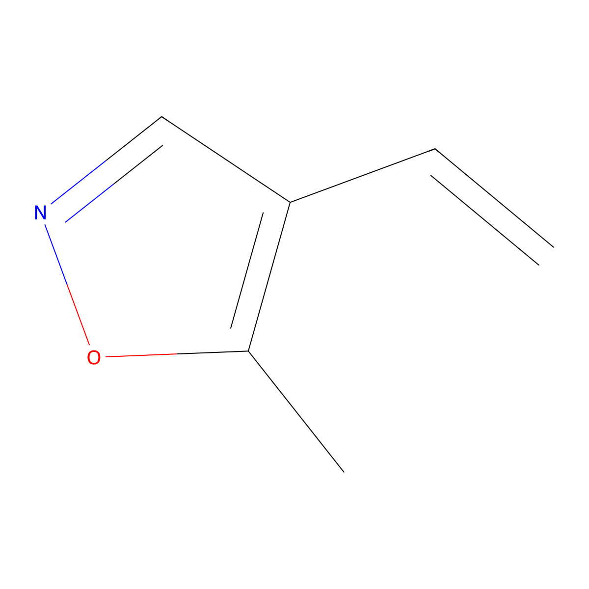 4-Ethenyl-5-methyl-1,2-oxazole molecular structure, CAS 6497-23-0