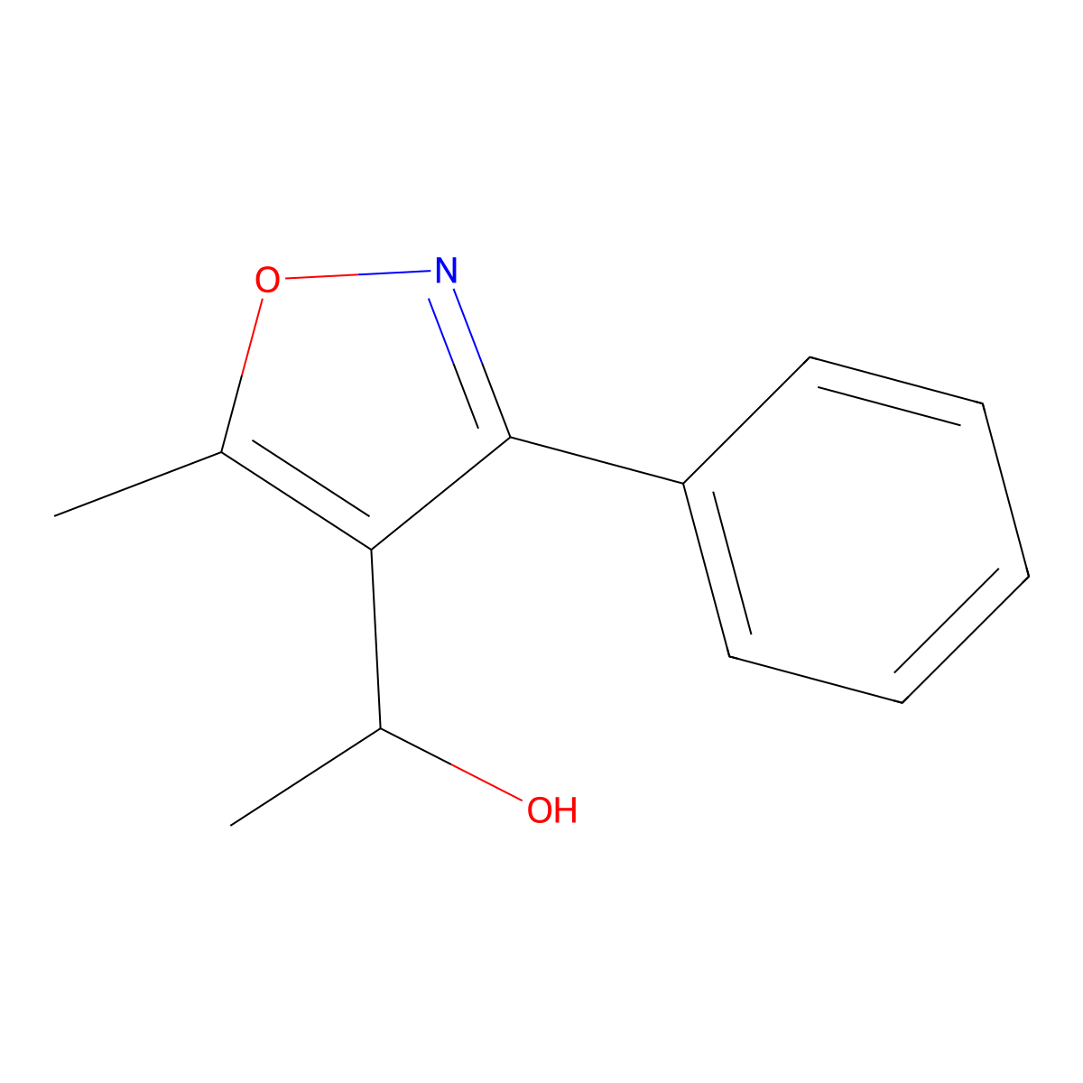 1-(5-Methyl-3-phenylisoxazol-4-yl)ethanol molecular structure, CAS 6497-24-1