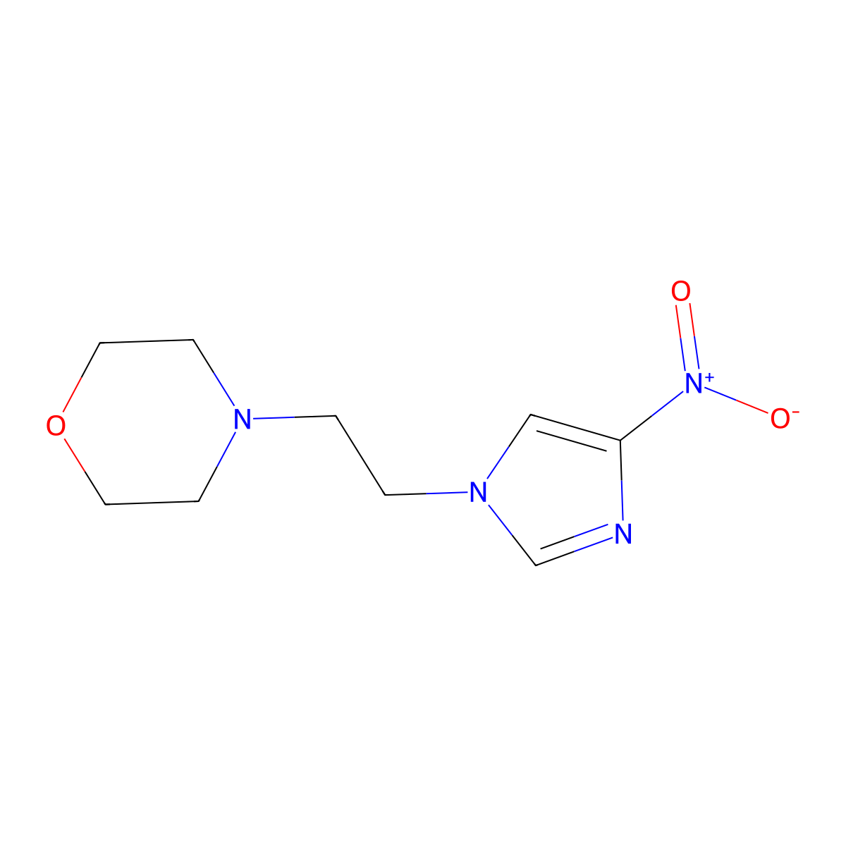 4-(2-(4-nitro-1H-imidazol-1-yl)ethyl)morpholine molecular structure, CAS 6497-78-5