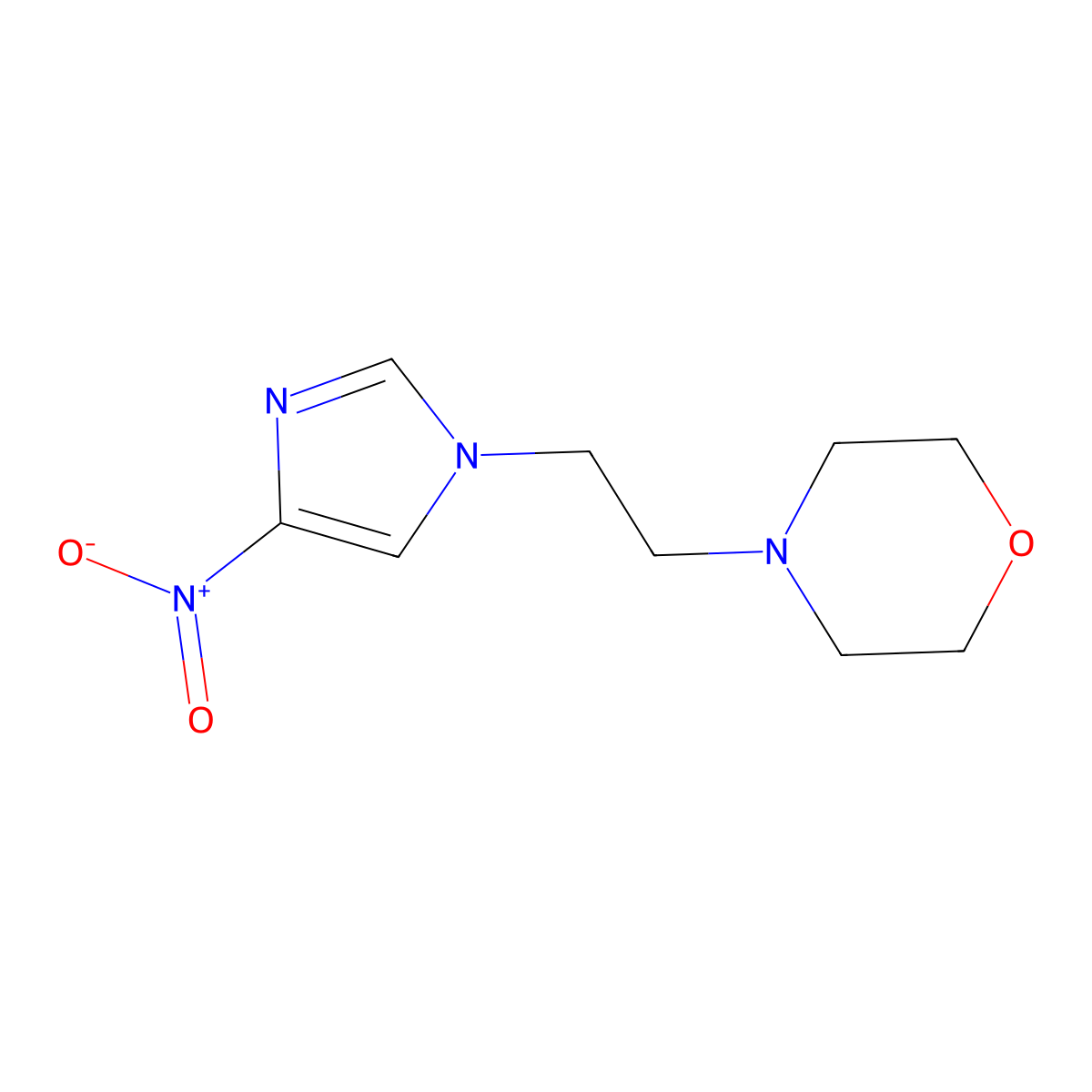 4-(2-(4-nitro-1H-imidazol-1-yl)ethyl)morpholine molecular structure, CAS 6497-78-5