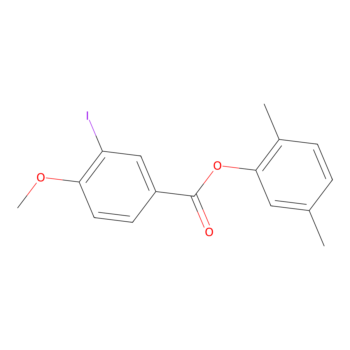 2,5-Dimethylphenyl 3-iodo-4-methoxybenzoate molecular structure, CAS 649717-90-8