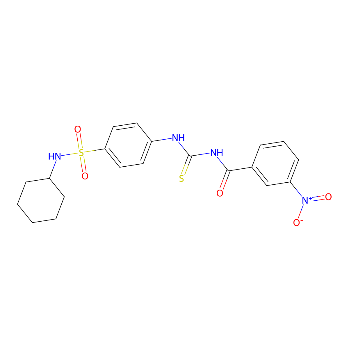 N-[[4-(cyclohexylsulfamoyl)phenyl]carbamothioyl]-3-nitrobenzamide molecular structure, CAS 649732-97-8