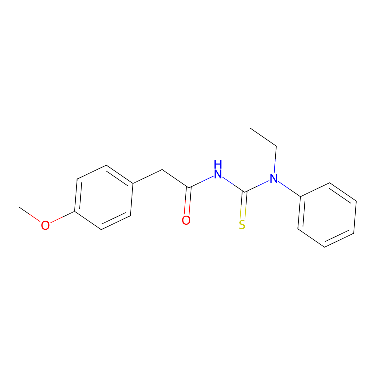 N-[ethyl(phenyl)carbamothioyl]-2-(4-methoxyphenyl)acetamide molecular structure, CAS 649733-65-3