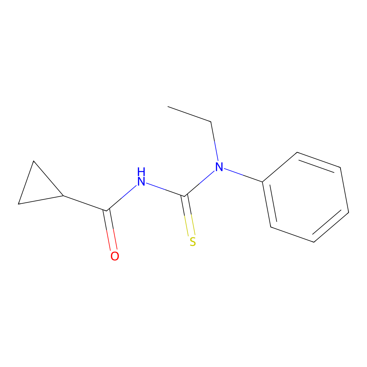 N-[ethyl(phenyl)carbamothioyl]cyclopropanecarboxamide molecular structure, CAS 649733-74-4