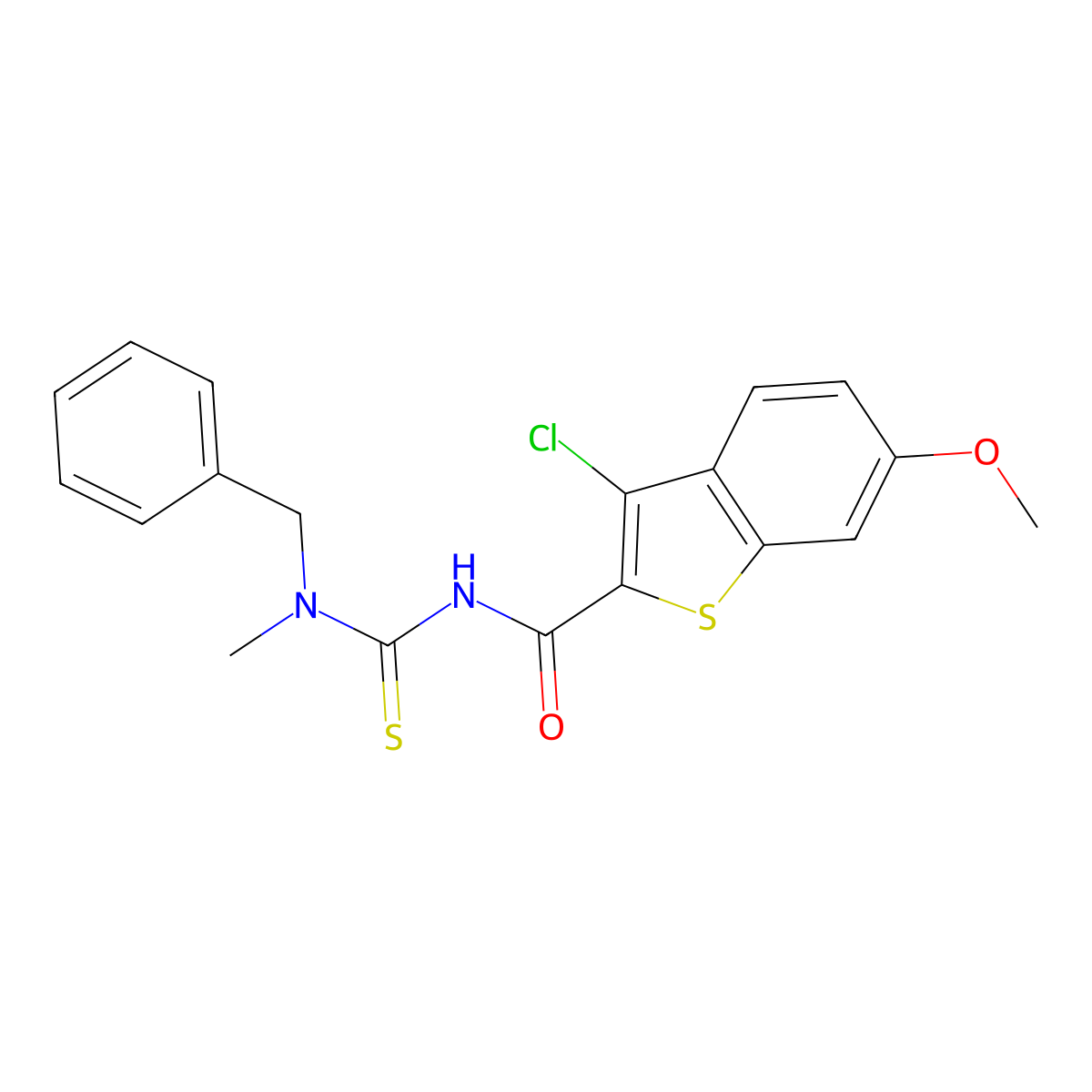 N-[benzyl(methyl)carbamothioyl]-3-chloro-6-methoxy-1-benzothiophene-2-carboxamide molecular structure, CAS 649734-39-4