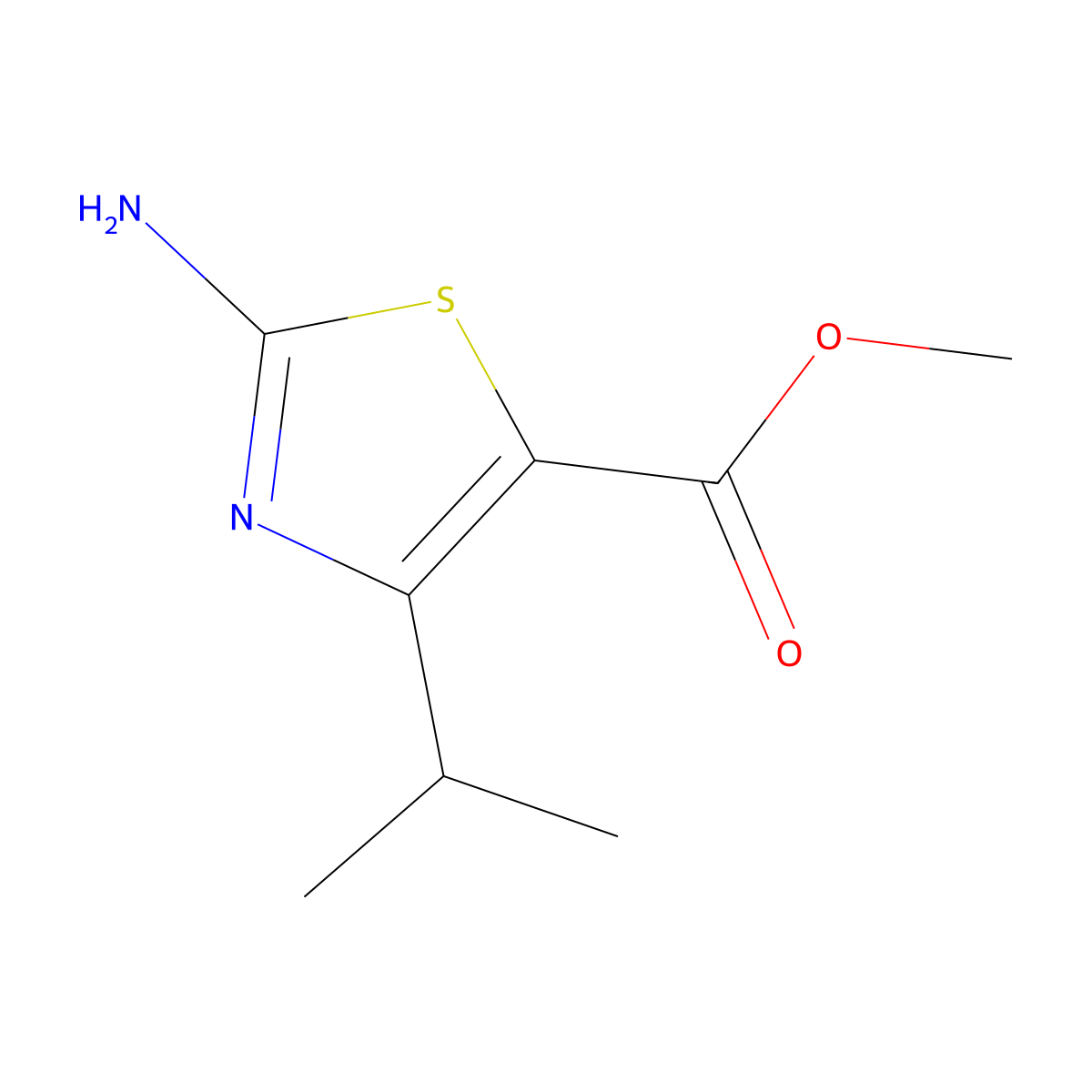 Methyl 2-amino-4-(propan-2-yl)-1,3-thiazole-5-carboxylate molecular structure, CAS 649737-05-3