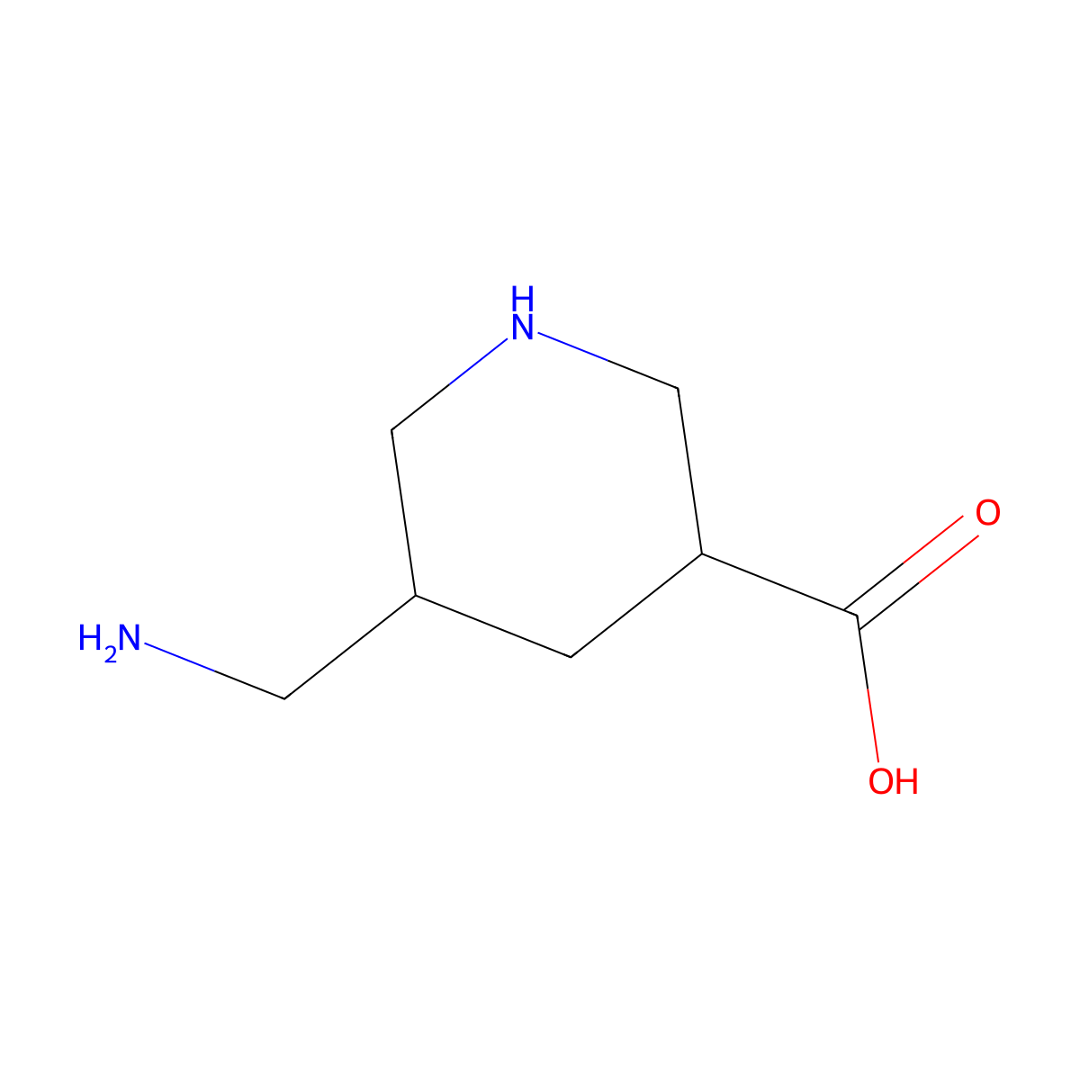 5-(Aminomethyl)piperidine-3-carboxylic acid molecular structure, CAS 64974-41-0