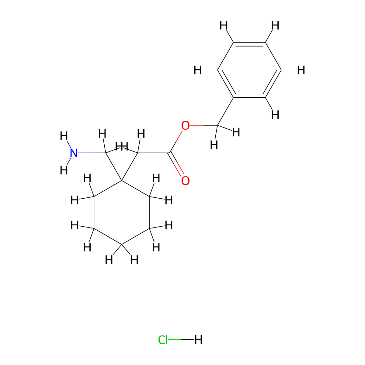 Benzyl 2-(1-(aminomethyl)cyclohexyl)acetate hydrochloride molecular structure, CAS 649747-95-5