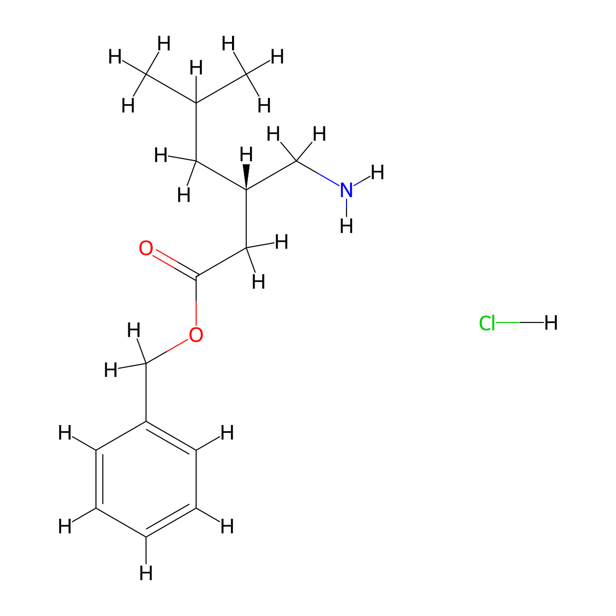 (S)-Benzyl 3-(aminomethyl)-5-methylhexanoate hydrochloride molecular structure, CAS 649748-11-8