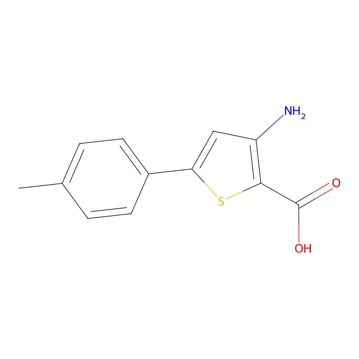 3-Amino-5-(4-methylphenyl)thiophene-2-carboxylic acid molecular structure, CAS 649757-52-8