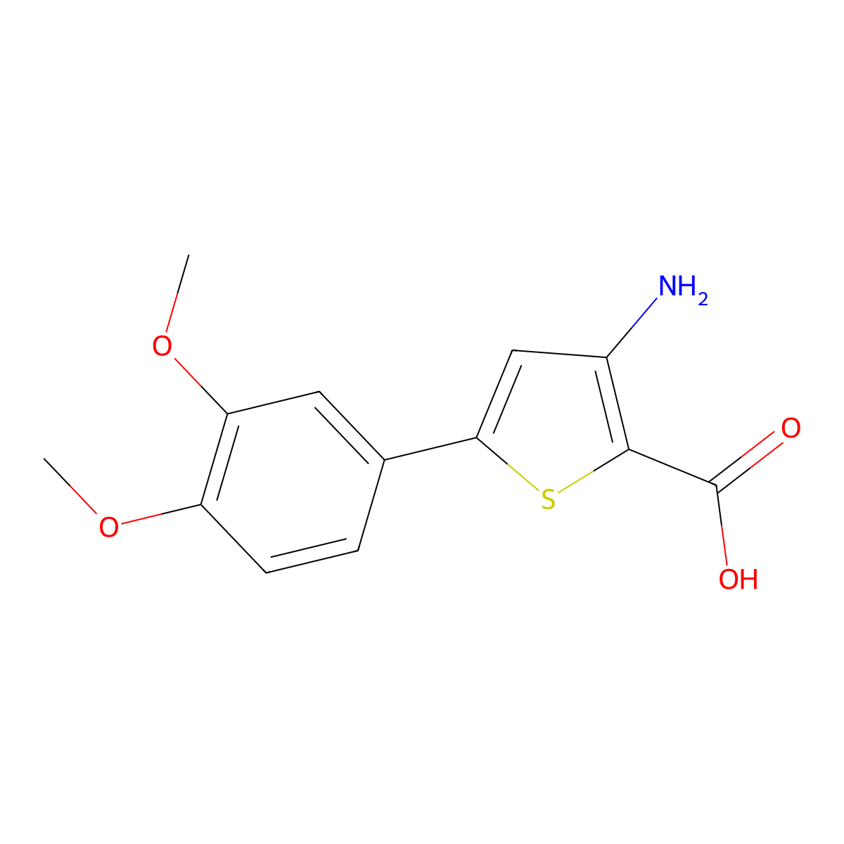 3-Amino-5-(3,4-dimethoxyphenyl)thiophene-2-carboxylic acid molecular structure, CAS 649757-54-0