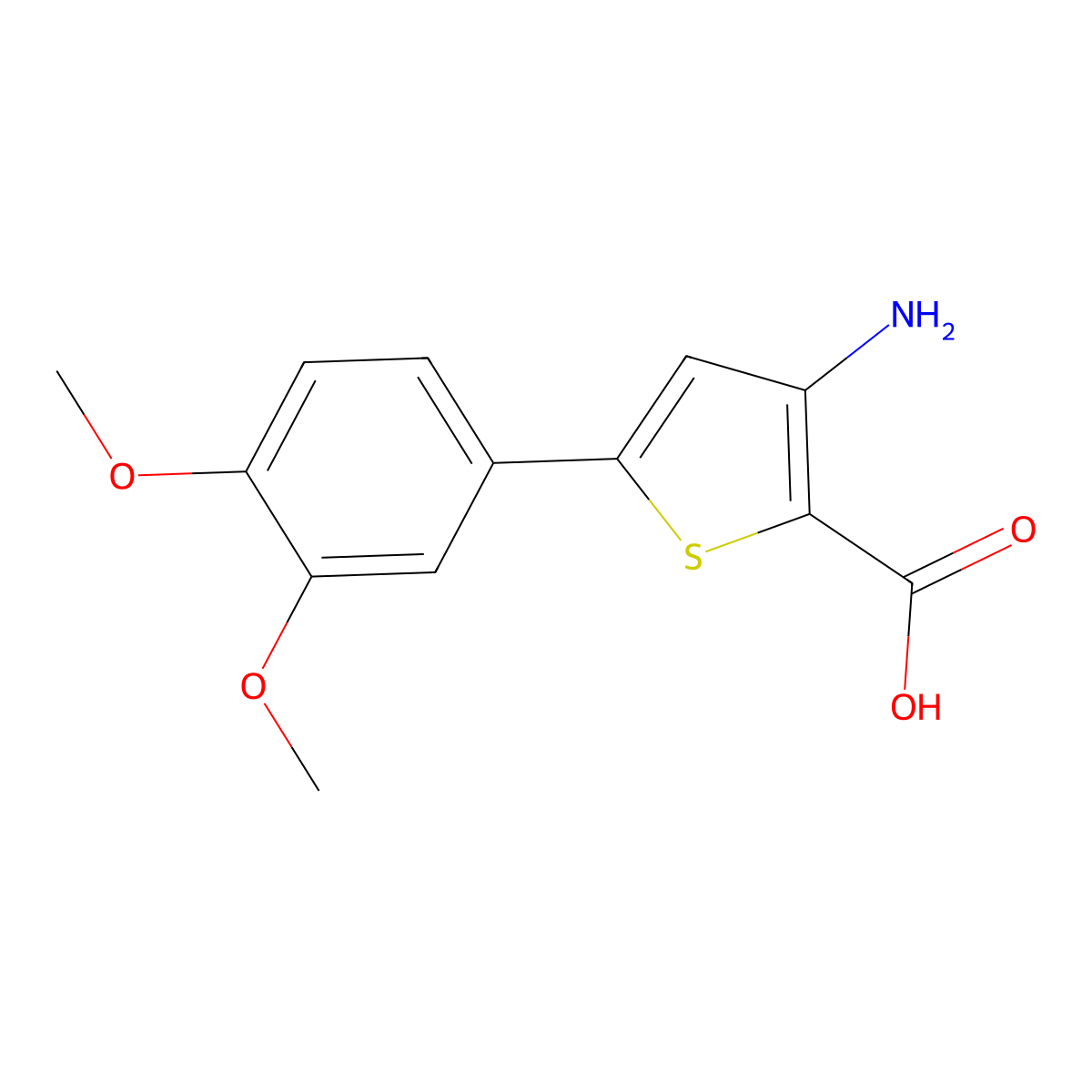 3-Amino-5-(3,4-dimethoxyphenyl)thiophene-2-carboxylic acid molecular structure, CAS 649757-54-0