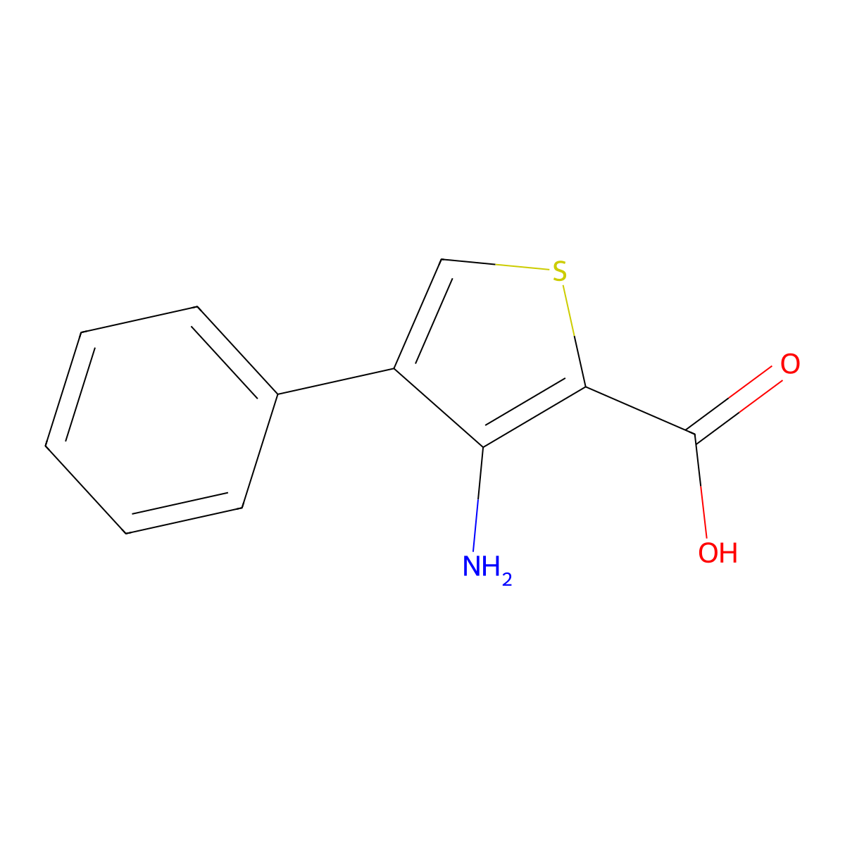 3-Amino-4-phenylthiophene-2-carboxylic acid molecular structure, CAS 649757-57-3