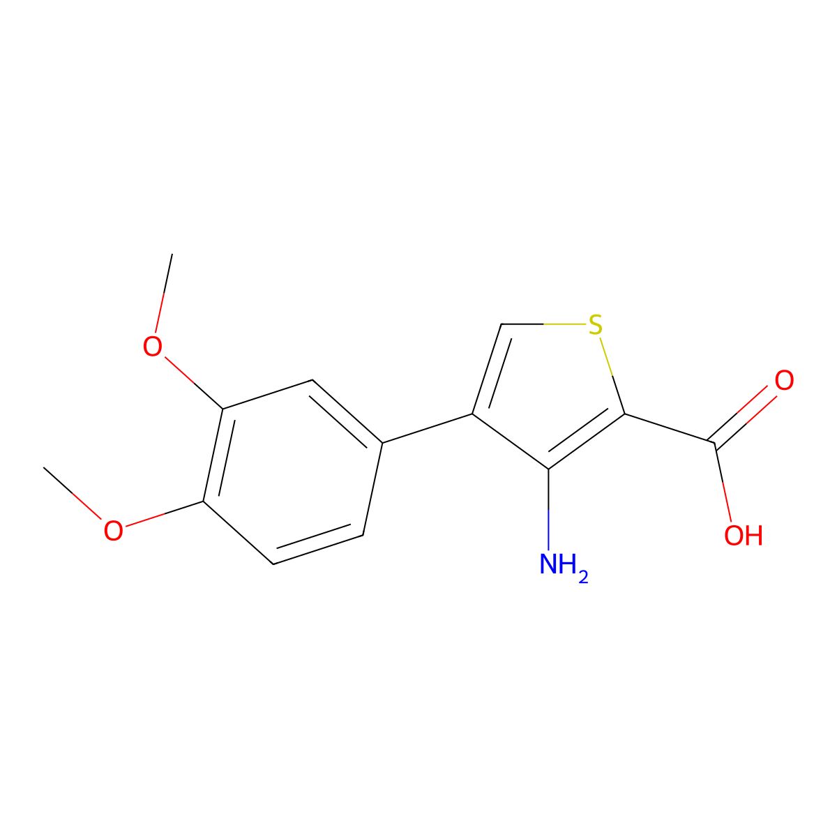 3-Amino-4-(3,4-dimethoxyphenyl)thiophene-2-carboxylic acid molecular structure, CAS 649757-62-0