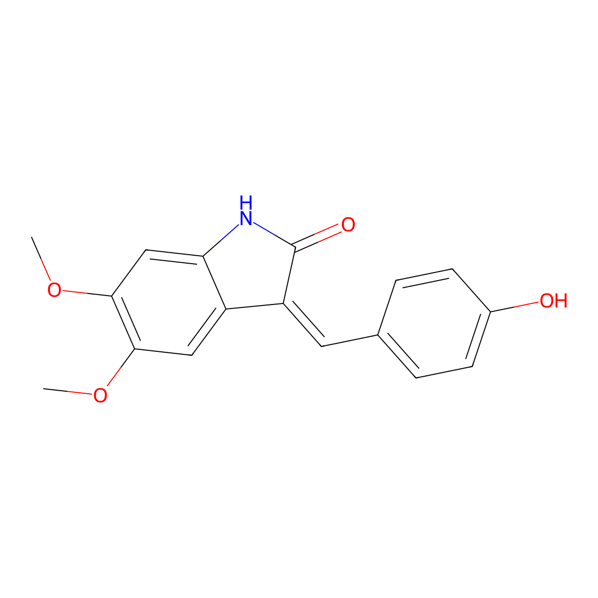 (3Z)-3-[(4-hydroxyphenyl)methylidene]-5,6-dimethoxy-1H-indol-2-one molecular structure, CAS 649758-61-2