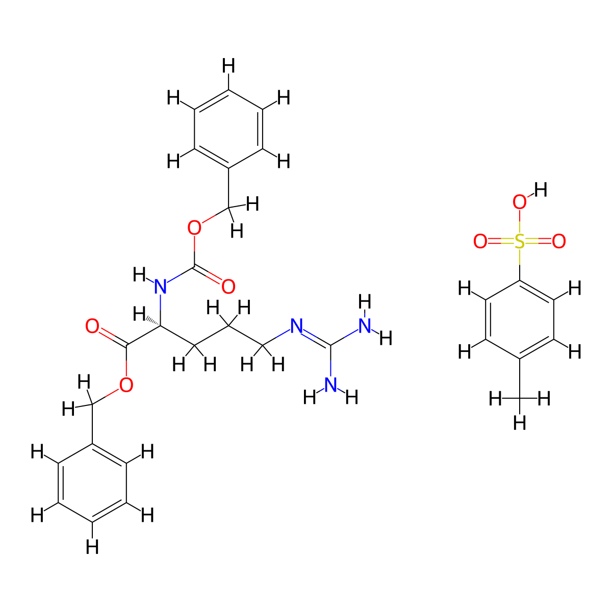 Nalpha-Carbobenzyloxy-L-arginine Benzyl Ester p-Toluenesulfonate molecular structure, CAS 649767-16-8