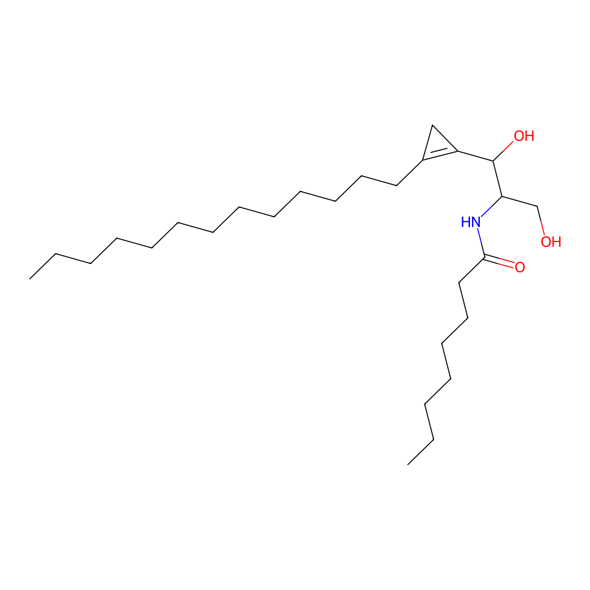 N-((1S,2R)-1,3-Dihydroxy-1-(2-tridecylcycloprop-1-en-1-yl)propan-2-yl)octanamide molecular structure, CAS 649767-83-9