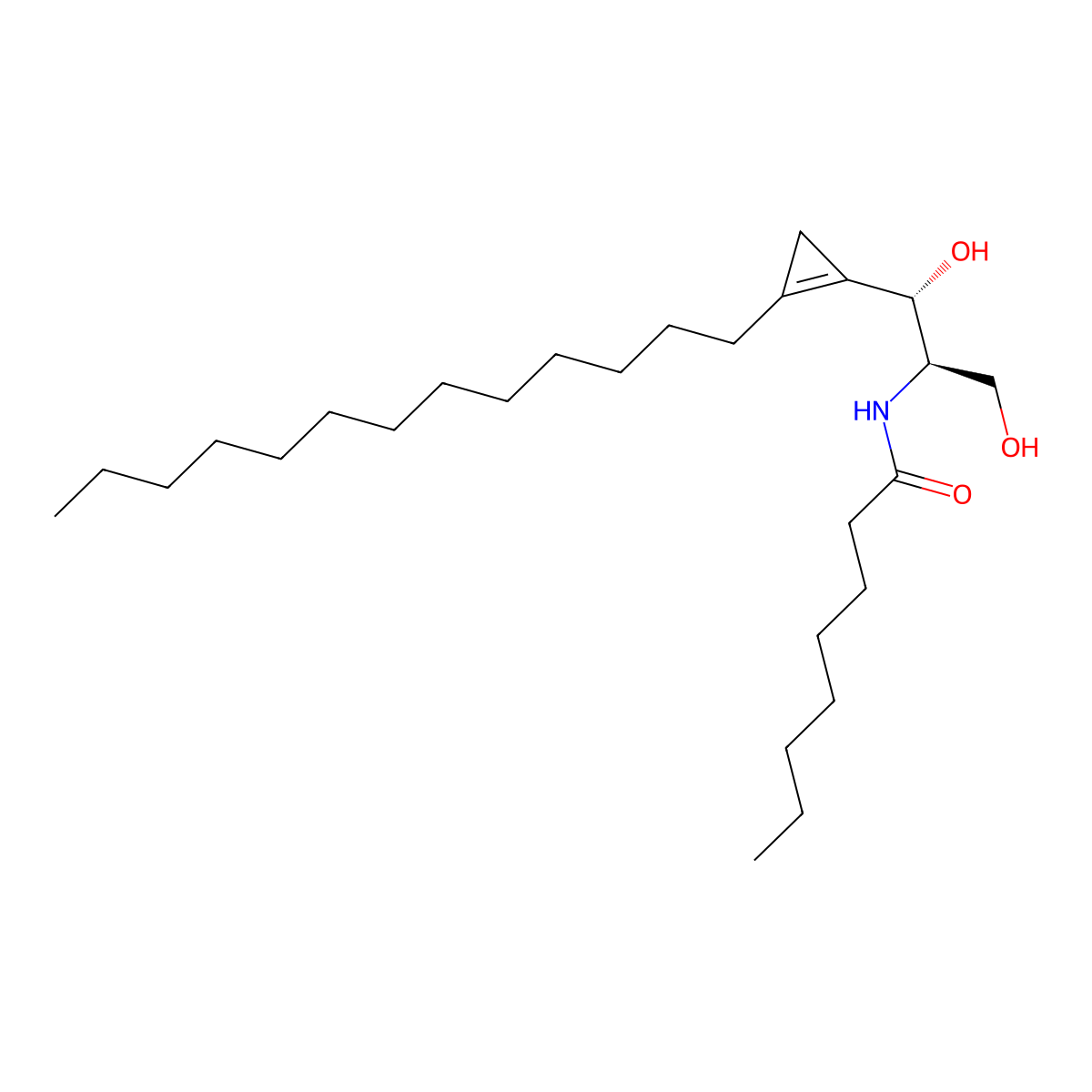 N-((1S,2R)-1,3-Dihydroxy-1-(2-tridecylcycloprop-1-en-1-yl)propan-2-yl)octanamide molecular structure, CAS 649767-83-9