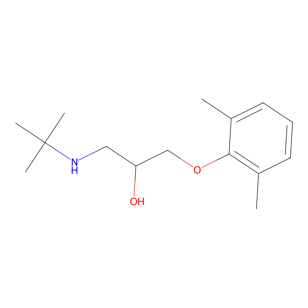1-(Tert-butylamino)-3-(2,6-dimethylphenoxy)propan-2-ol molecular structure, CAS 64980-41-2